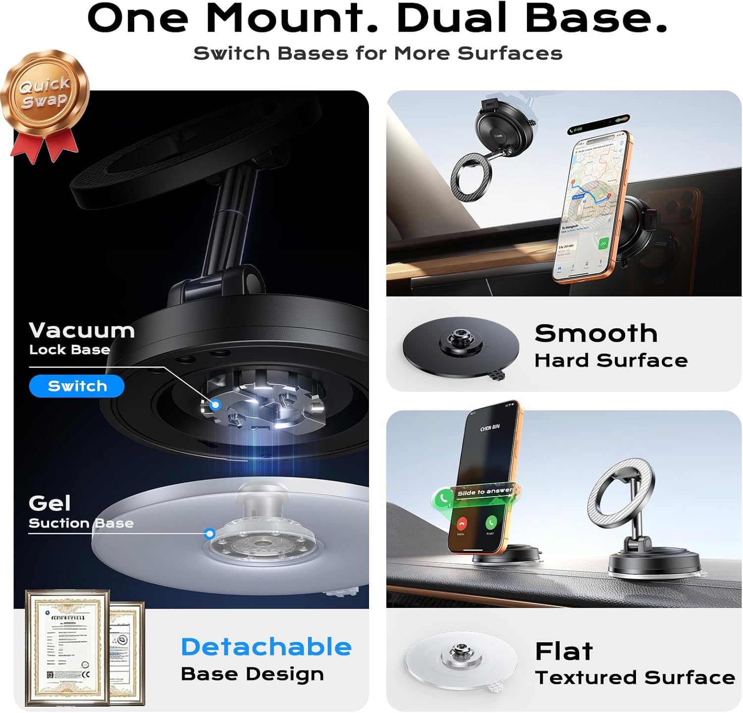 Car Phone Mount for MagSafe, 2 Bases for Any Surface — image 2 of 7