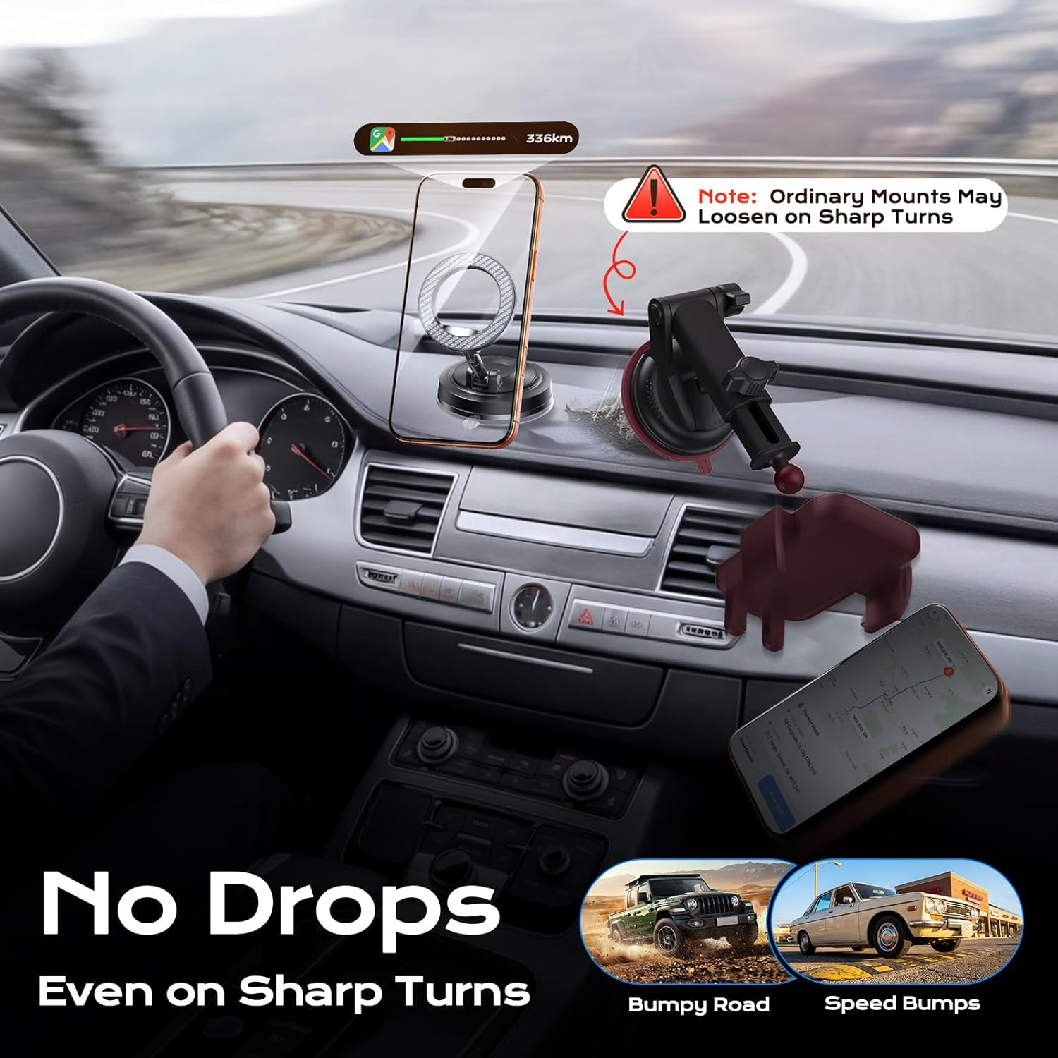 Car Phone Mount for MagSafe, 2 Bases for Any Surface — image 3 of 7