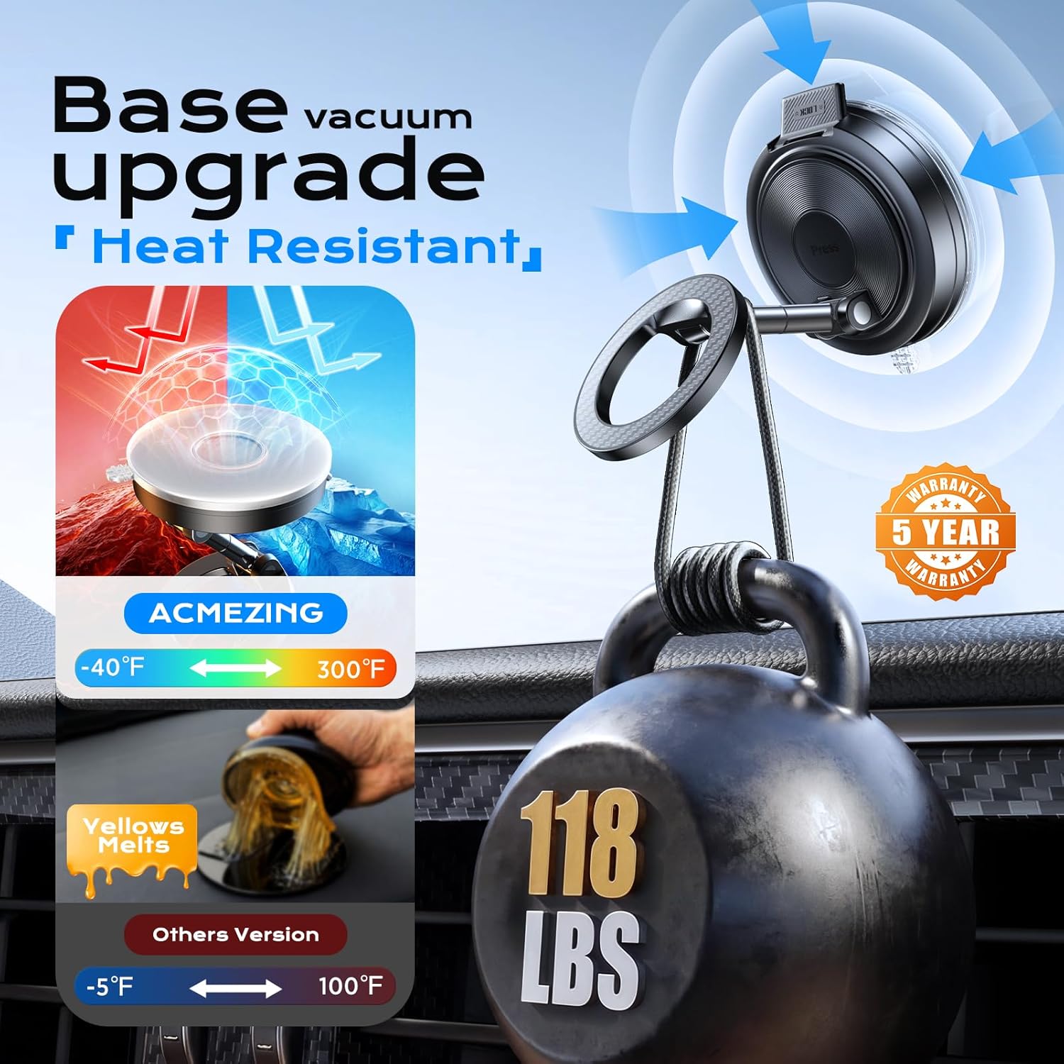 Car Phone Mount for MagSafe, 2 Bases for Any Surface — image 4 of 7