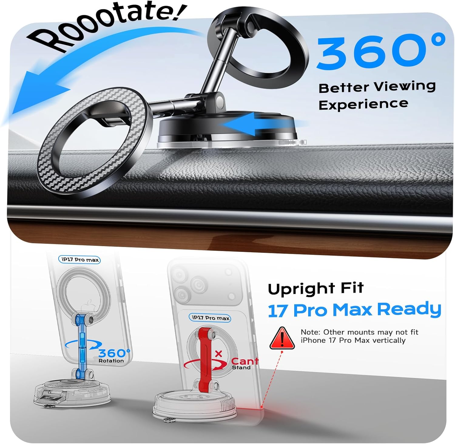 Car Phone Mount for MagSafe, 2 Bases for Any Surface — image 5 of 7