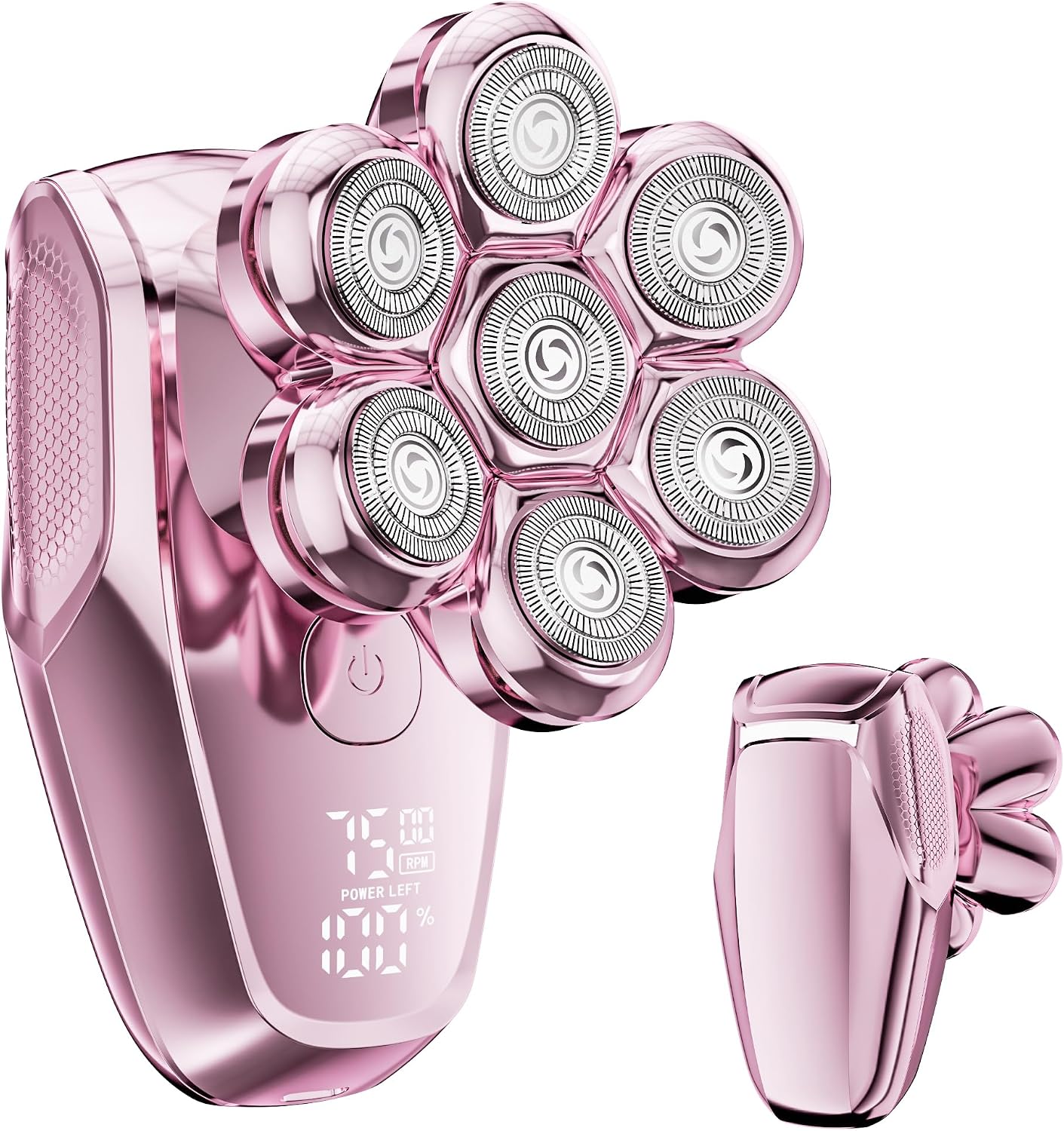 Electric Razors for Women - 7D Electric Shaver for Women, IPX8 Waterproof with USB-C Fast Charge, LED Display, 2 Speeds & Magnetic Heads,Pink Champagne