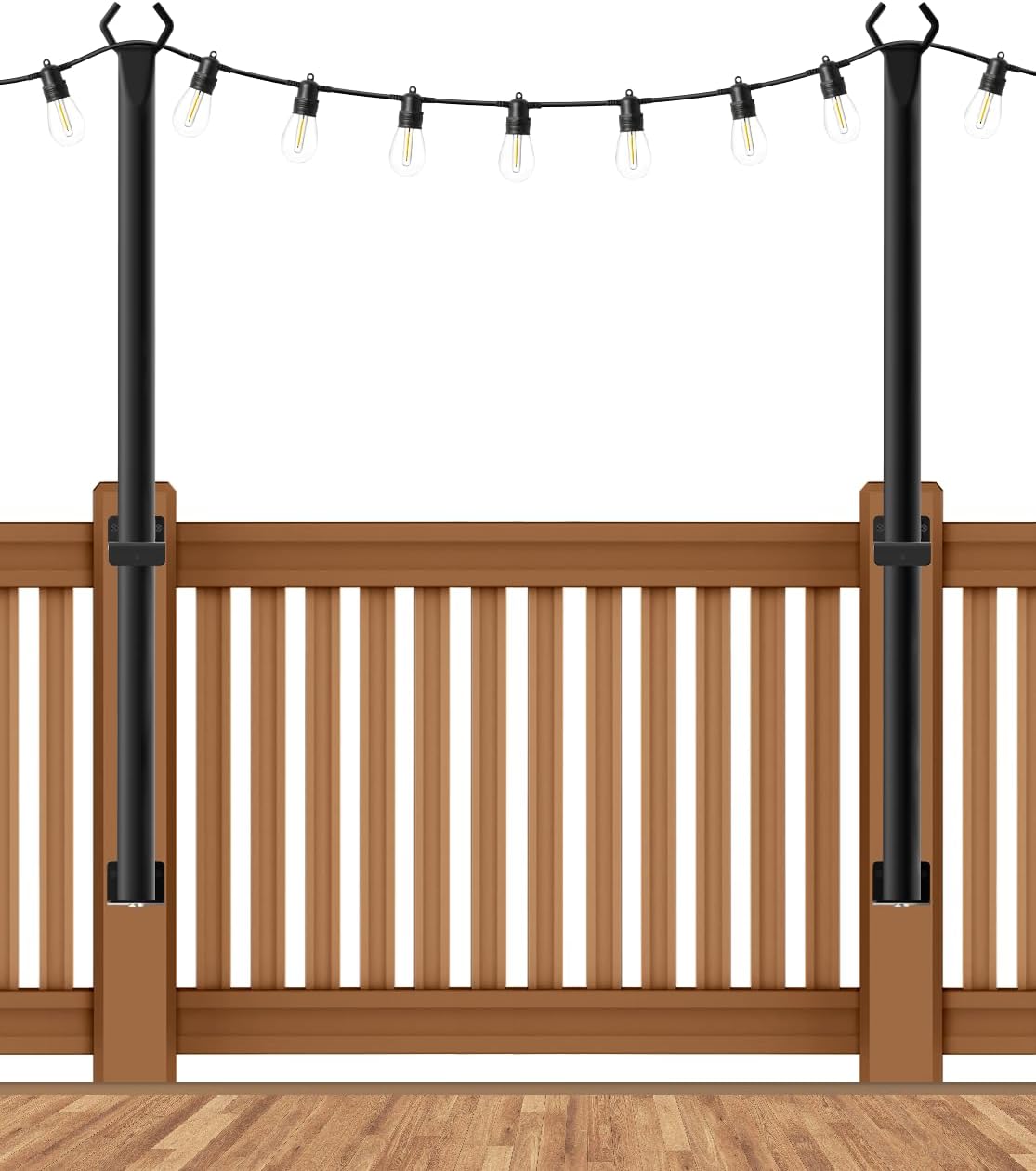 6 Pack String Light Poles, Outdoor String Light Pole 10 ft Forked Metal Light Pole with Adjustable Outdoor Light Stand, Deck, Backyard, Garden, Wedding, Rustproof and Sturdy with Hooks. — image 11 of 12