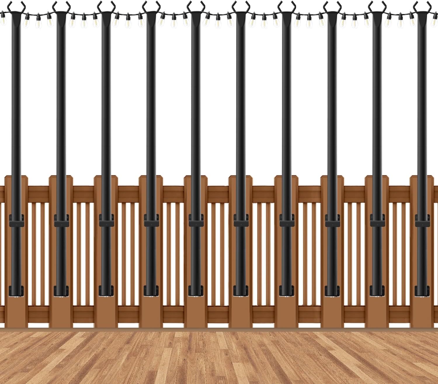 6 Pack String Light Poles, Outdoor String Light Pole 10 ft Forked Metal Light Pole with Adjustable Outdoor Light Stand, Deck, Backyard, Garden, Wedding, Rustproof and Sturdy with Hooks. — image 12 of 12