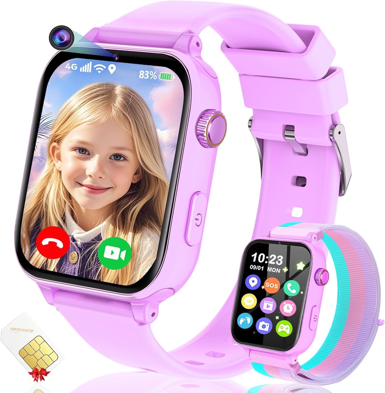 4G Kids Smart Watch for Boys Girls GPS Tracker, Children Watches Phone Call