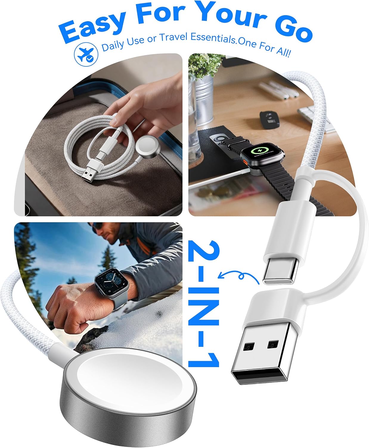 2 in 1 Travel Essentials for Apple Watch Charger，Multi Charging Cable — image 9 of 9