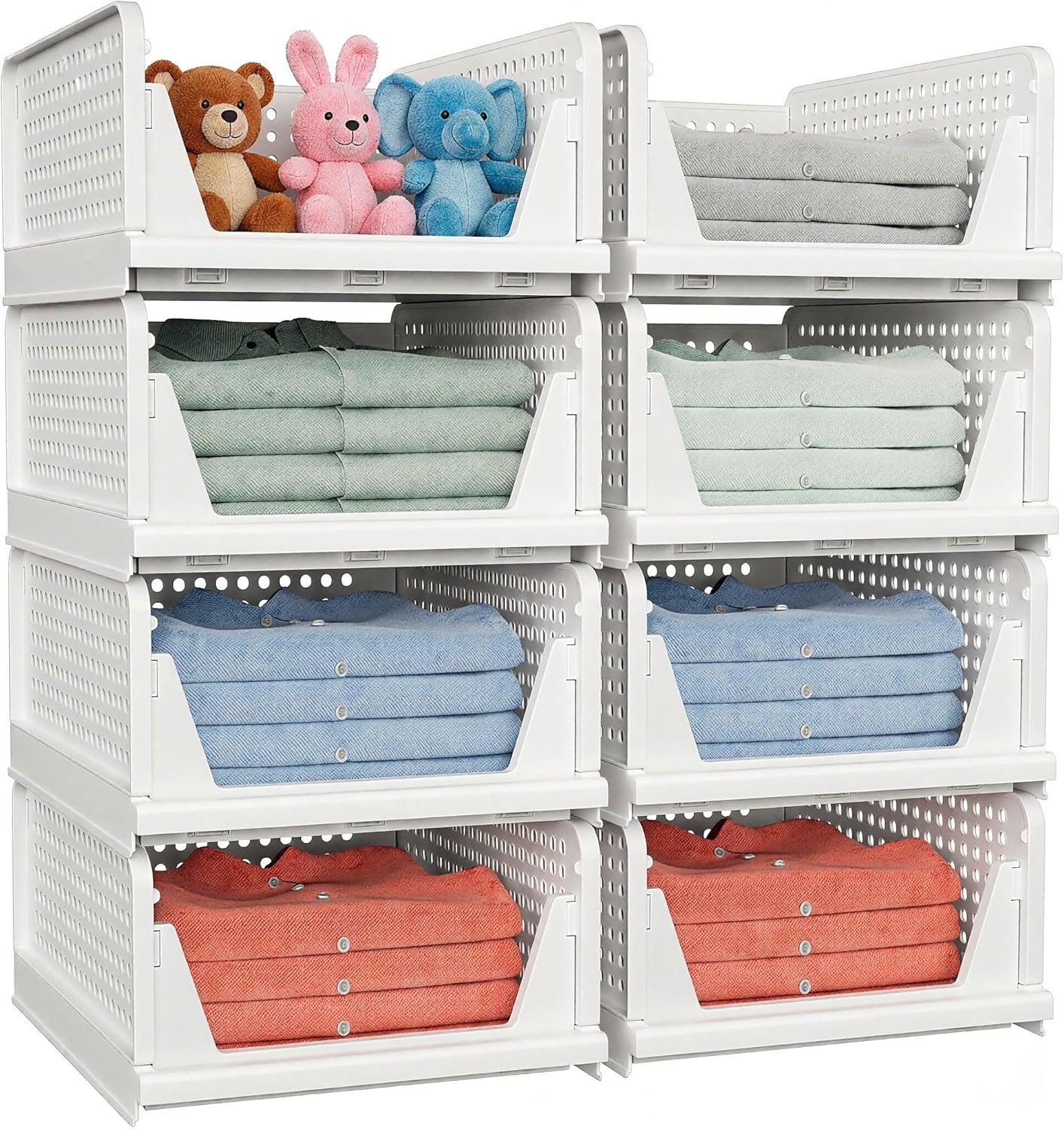 caktraie 4 Pack Stackable Closet Storage Basket - Stackable Storage Bins — image 4 of 7