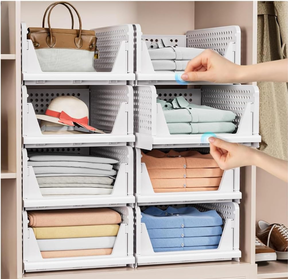 caktraie 4 Pack Stackable Closet Storage Basket - Stackable Storage Bins — image 6 of 7