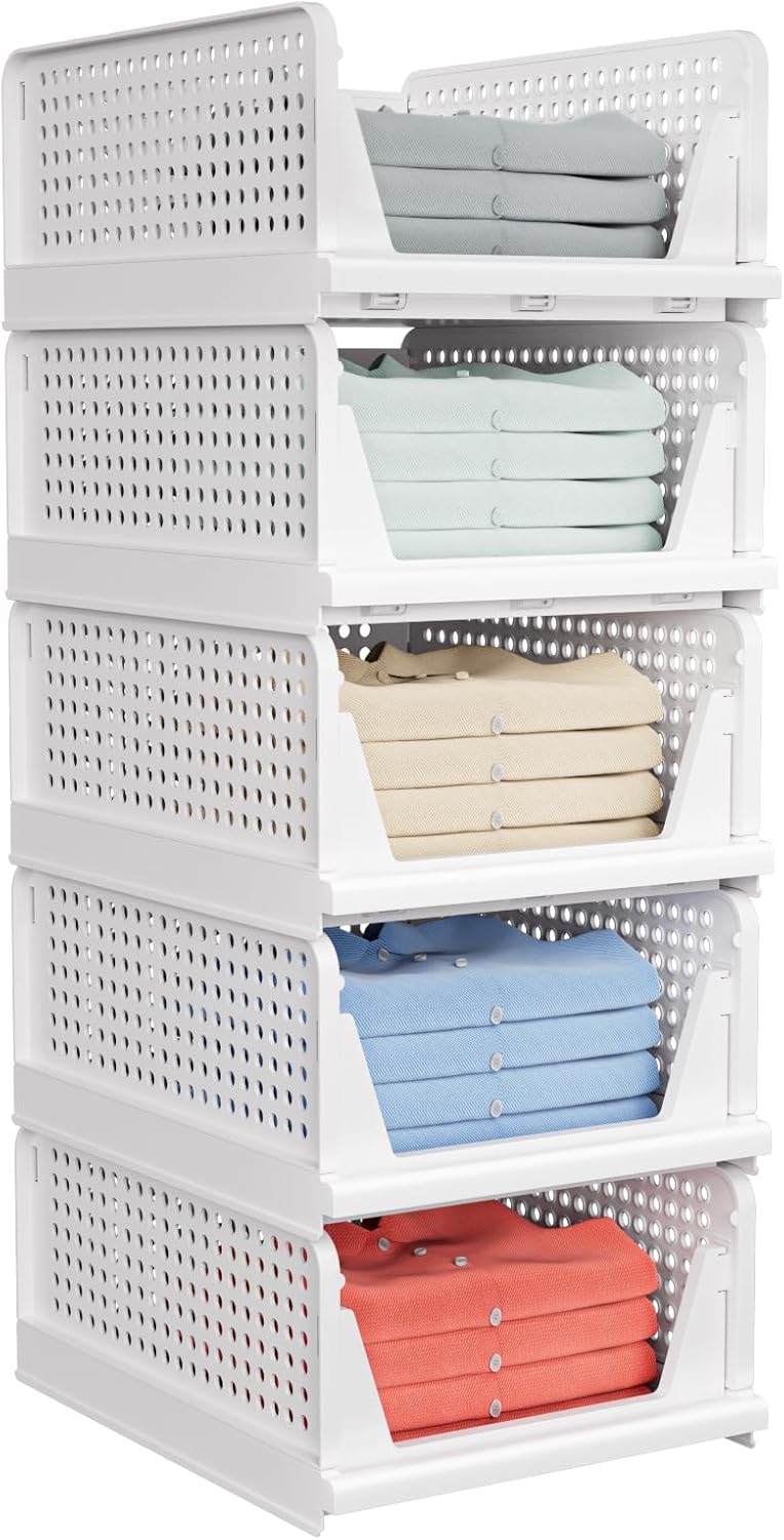 caktraie 4 Pack Stackable Closet Storage Basket - Stackable Storage Bins — image 7 of 7