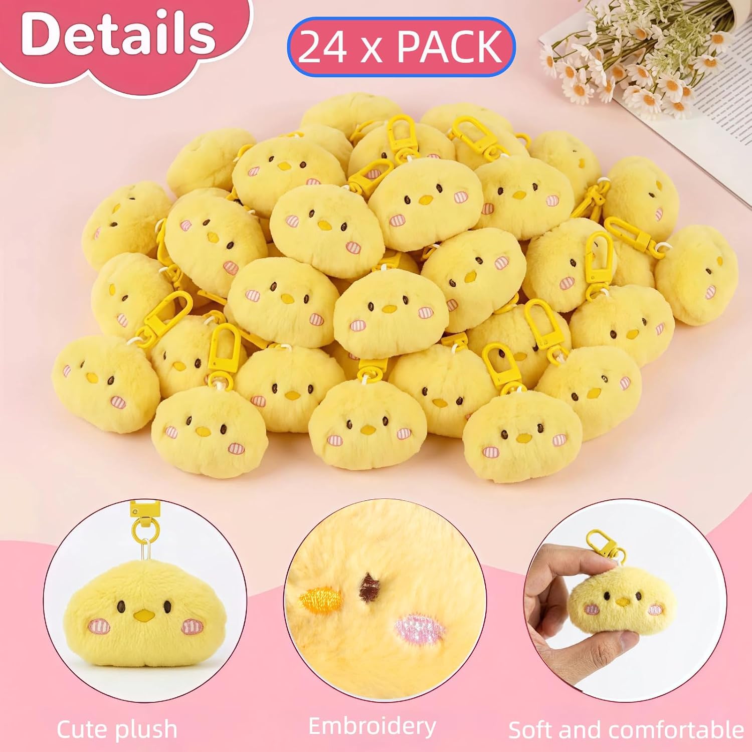 24 Pcs Cute Plush Keychains Stuffed Animals Keychain Party Favors Carnival Prizes,School Gifts,Goodie Bags Birthday — image 3 of 8