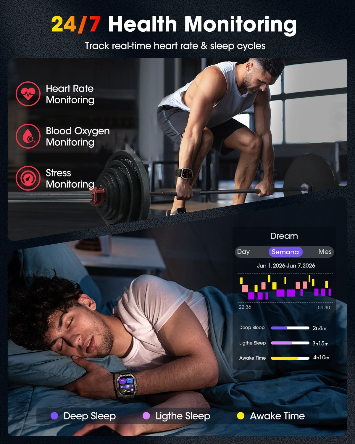 Military Smart Watch for Men Built-in GPS, Bluetooth — image 5 of 9