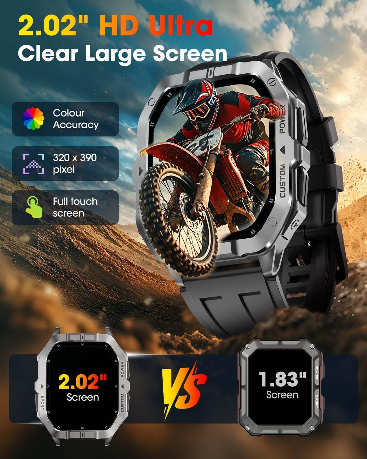 Military Smart Watch for Men Built-in GPS, Bluetooth — image 8 of 9