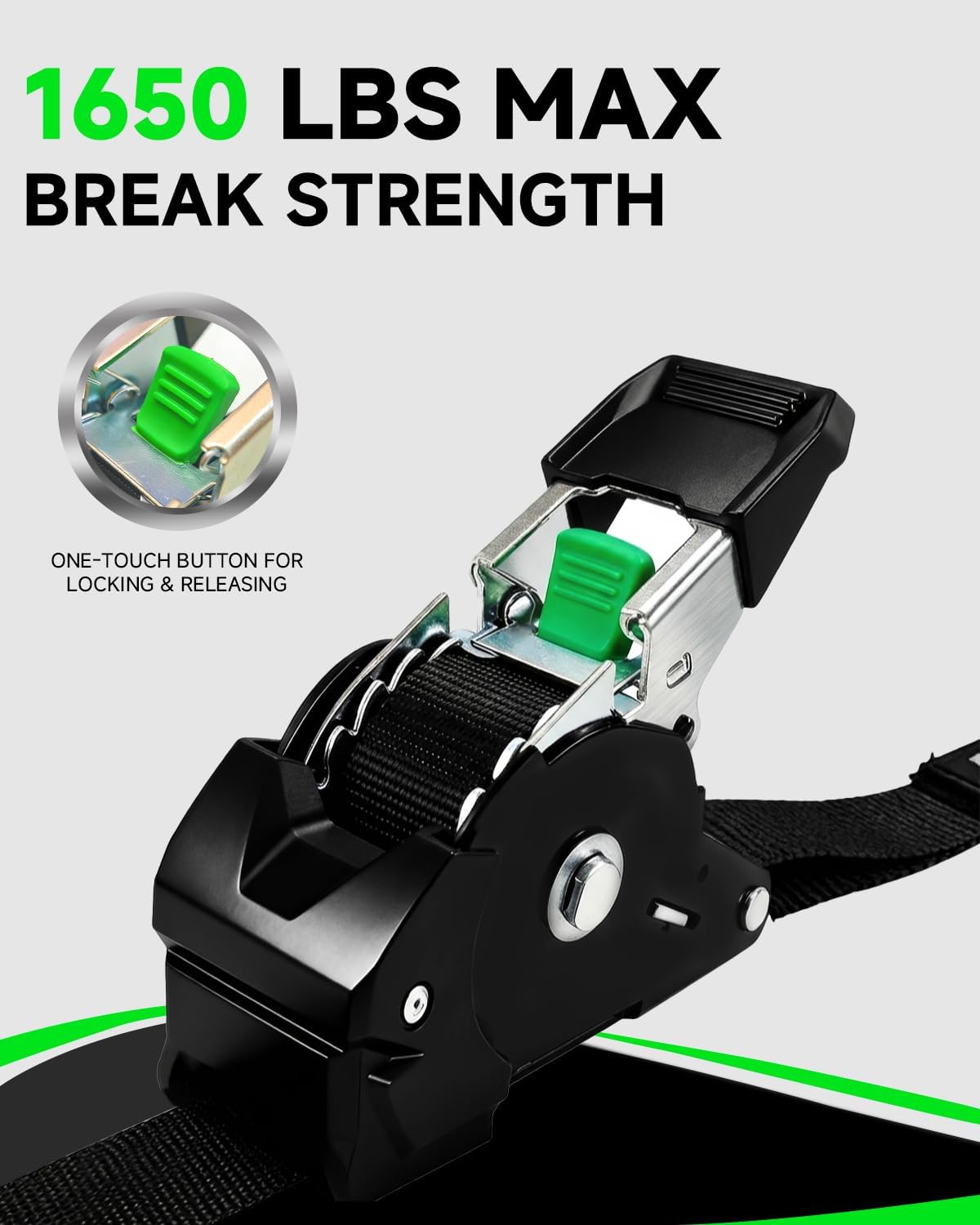 Retractable Ratchet Straps (4-Pack) 1” x 10ft, 1650lb Break Strength — image 2 of 7