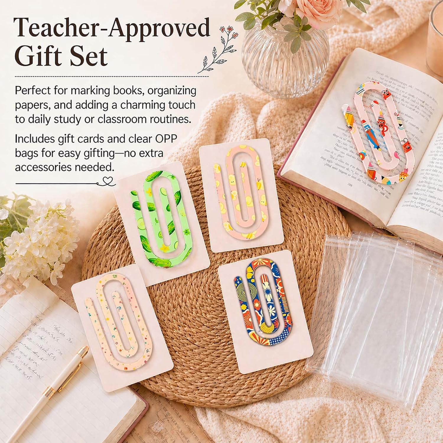 20 Jumbo Acrylic Paper Clips with 20 Cards, 20 Bags, Back to School Gifts — image 5 of 7