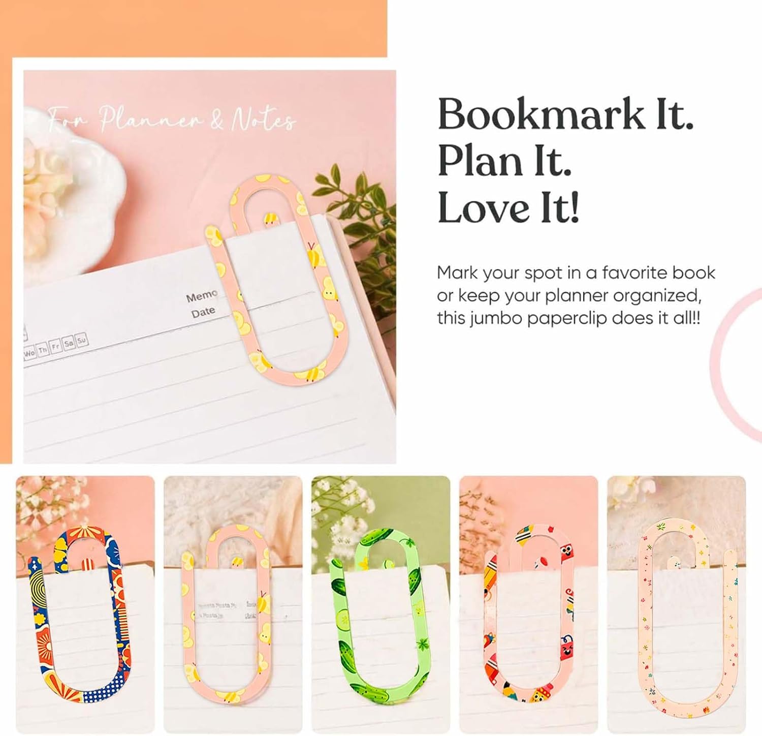 20 Jumbo Acrylic Paper Clips with 20 Cards, 20 Bags, Back to School Gifts — image 6 of 7