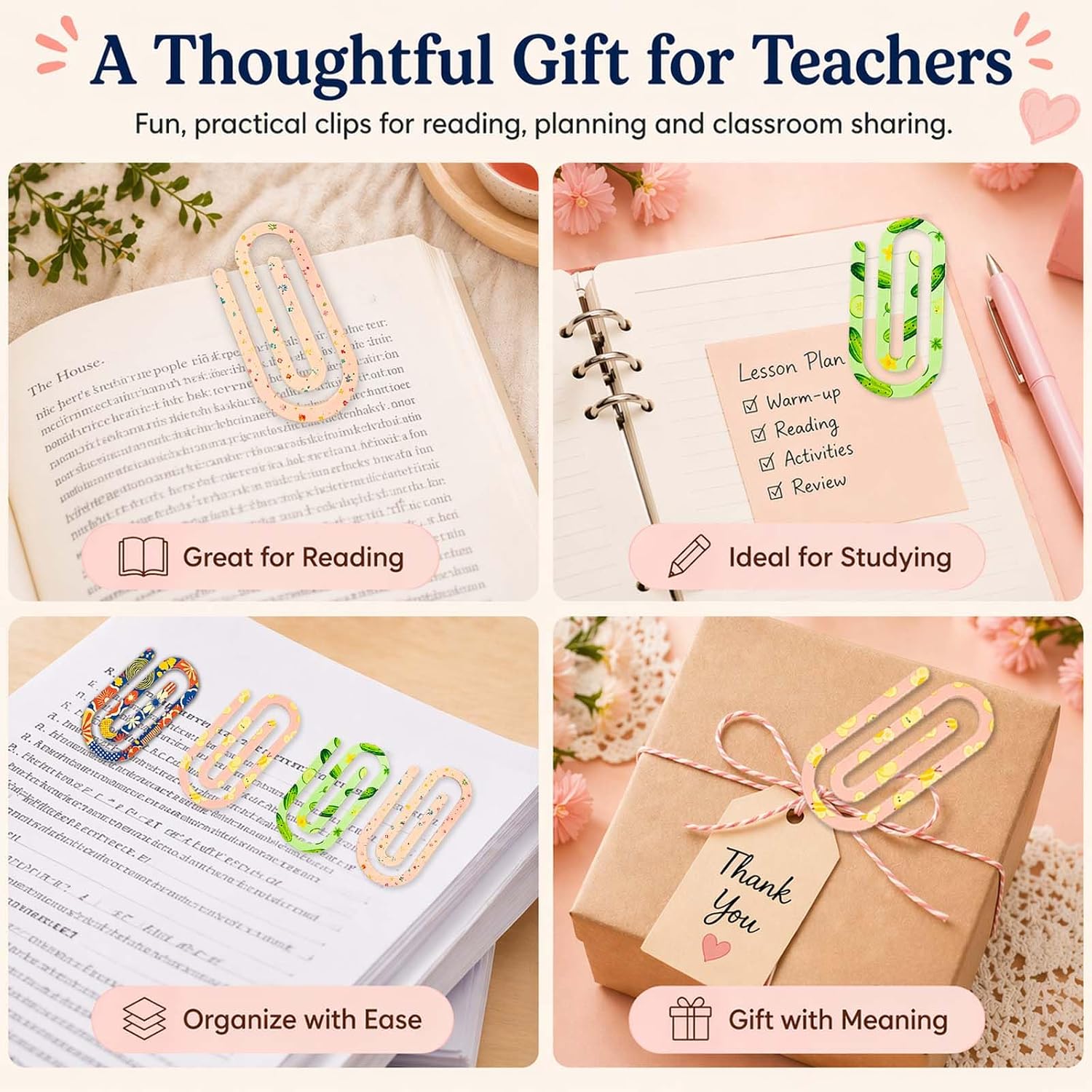 20 Jumbo Acrylic Paper Clips with 20 Cards, 20 Bags, Back to School Gifts — image 7 of 7