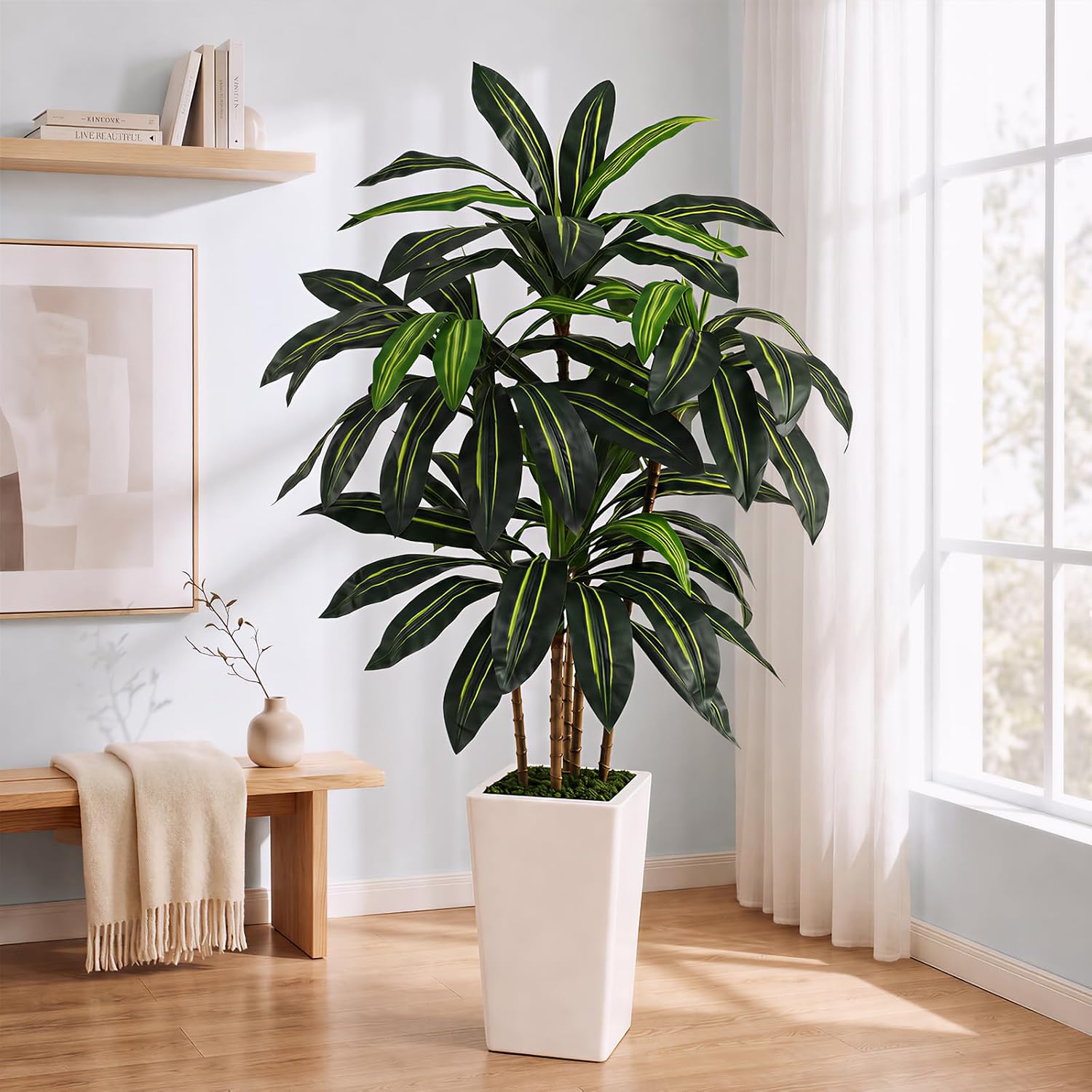 5FT Artificial Dracanea Plant with Heavy Duty Planter — image 7 of 9