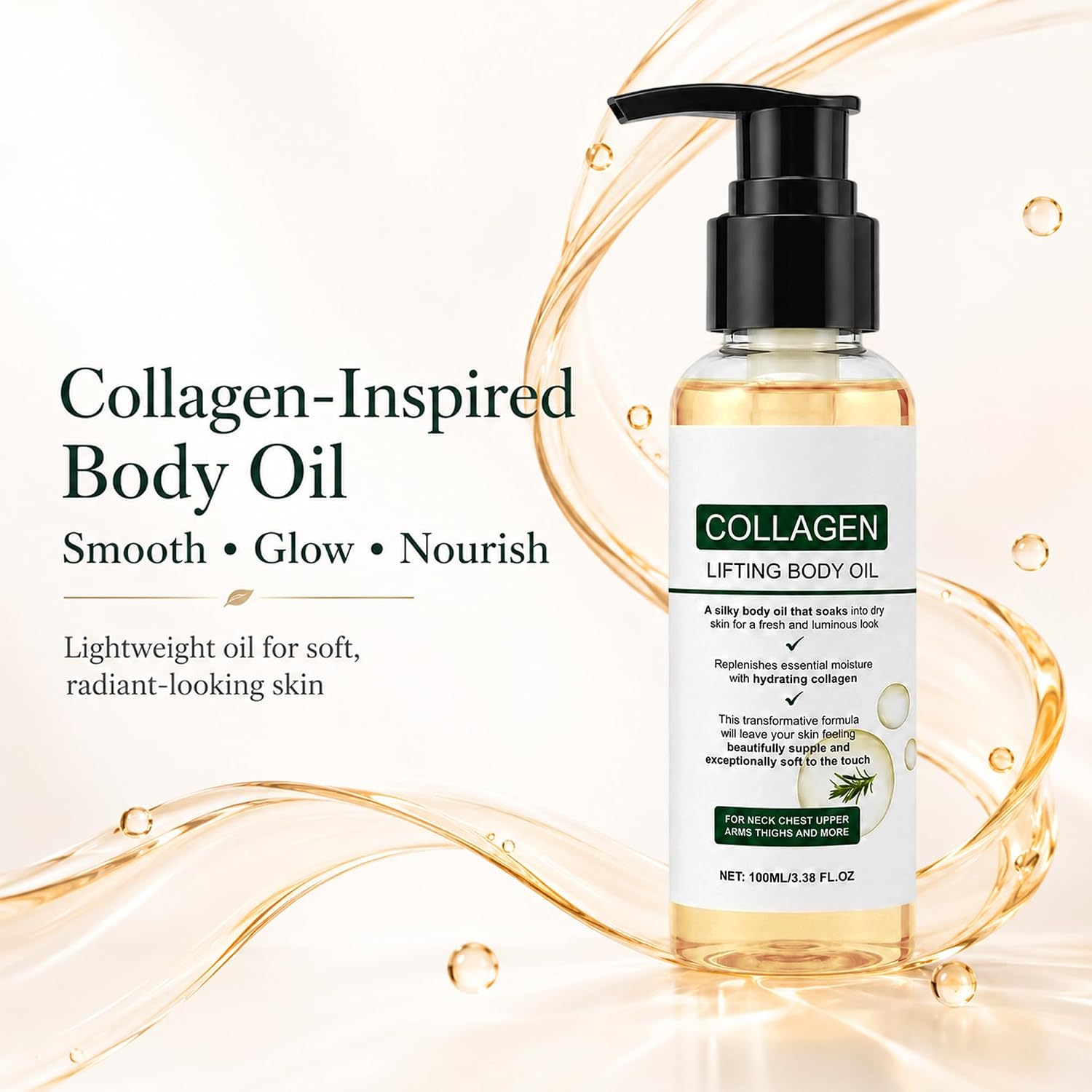 Collagen Body Oil, Firming & Hydrating Body Oil for Dry Skin, Lightweight Non-Greasy Moisturizing Body Oil, 6.76 Fl Oz — image 2 of 6