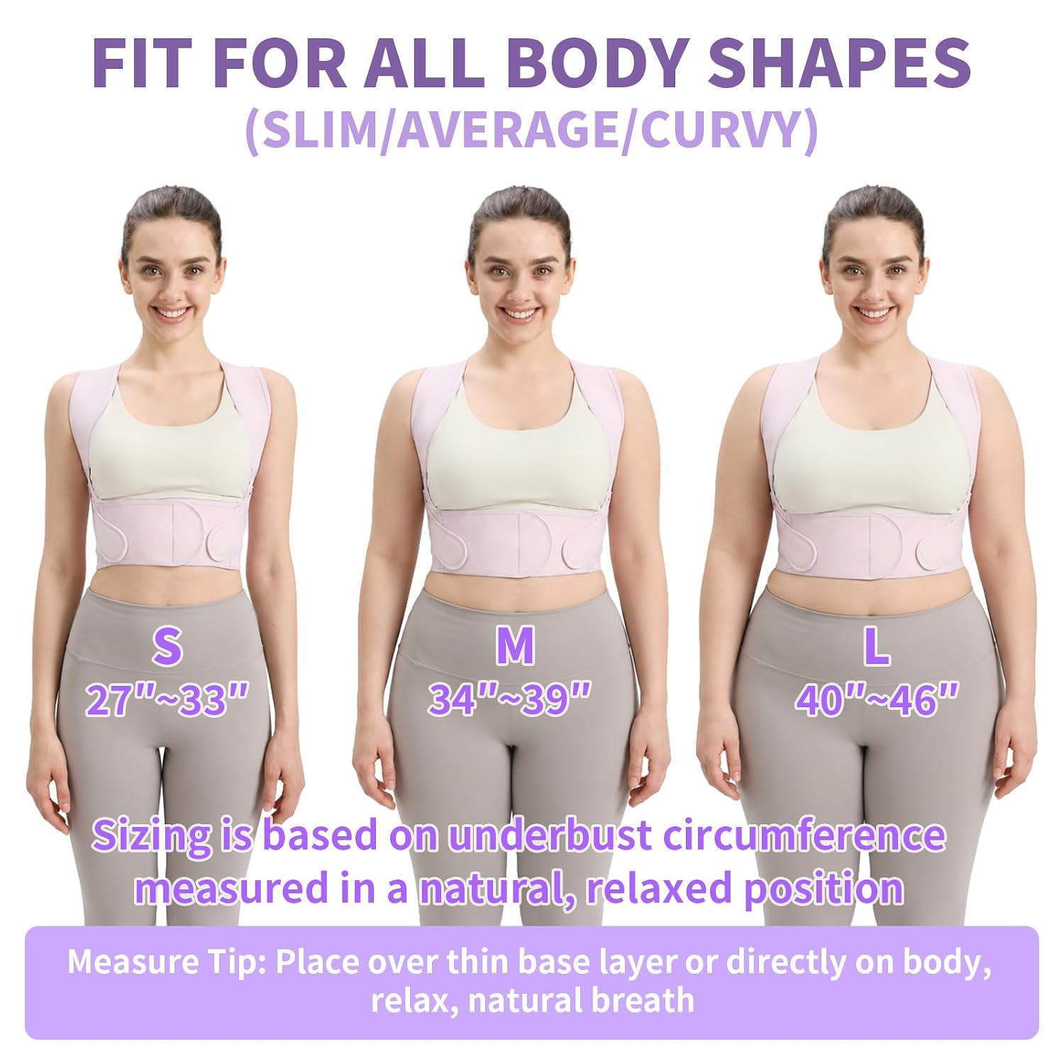 Posture Corrector for Women, Back Brace Posture Corrector, Purple M — image 4 of 7