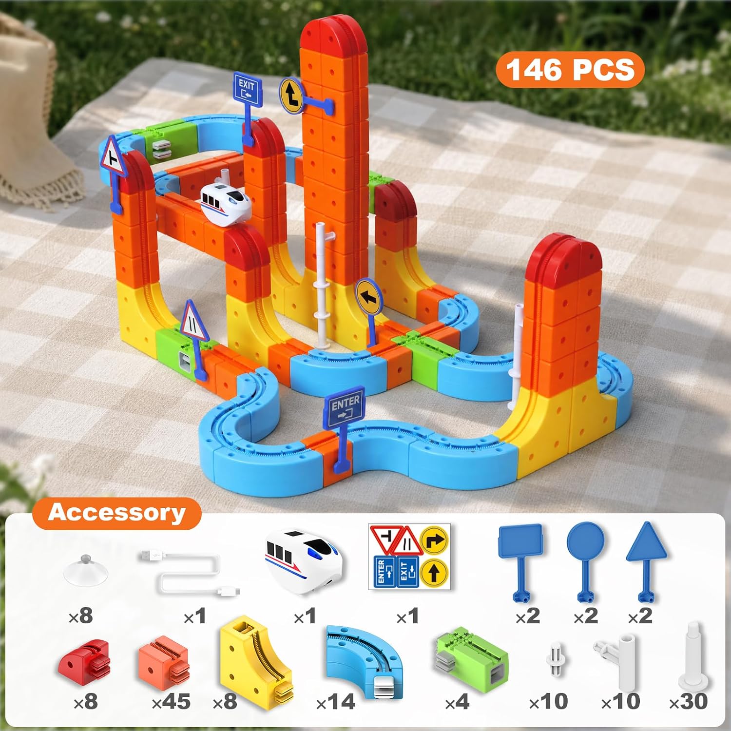 146 PCS Electric Train Set for Kids, 3D Flexible Race Track STEM Toy — image 2 of 8