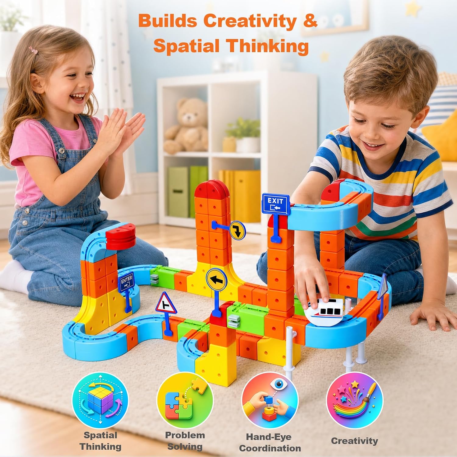146 PCS Electric Train Set for Kids, 3D Flexible Race Track STEM Toy — image 3 of 8