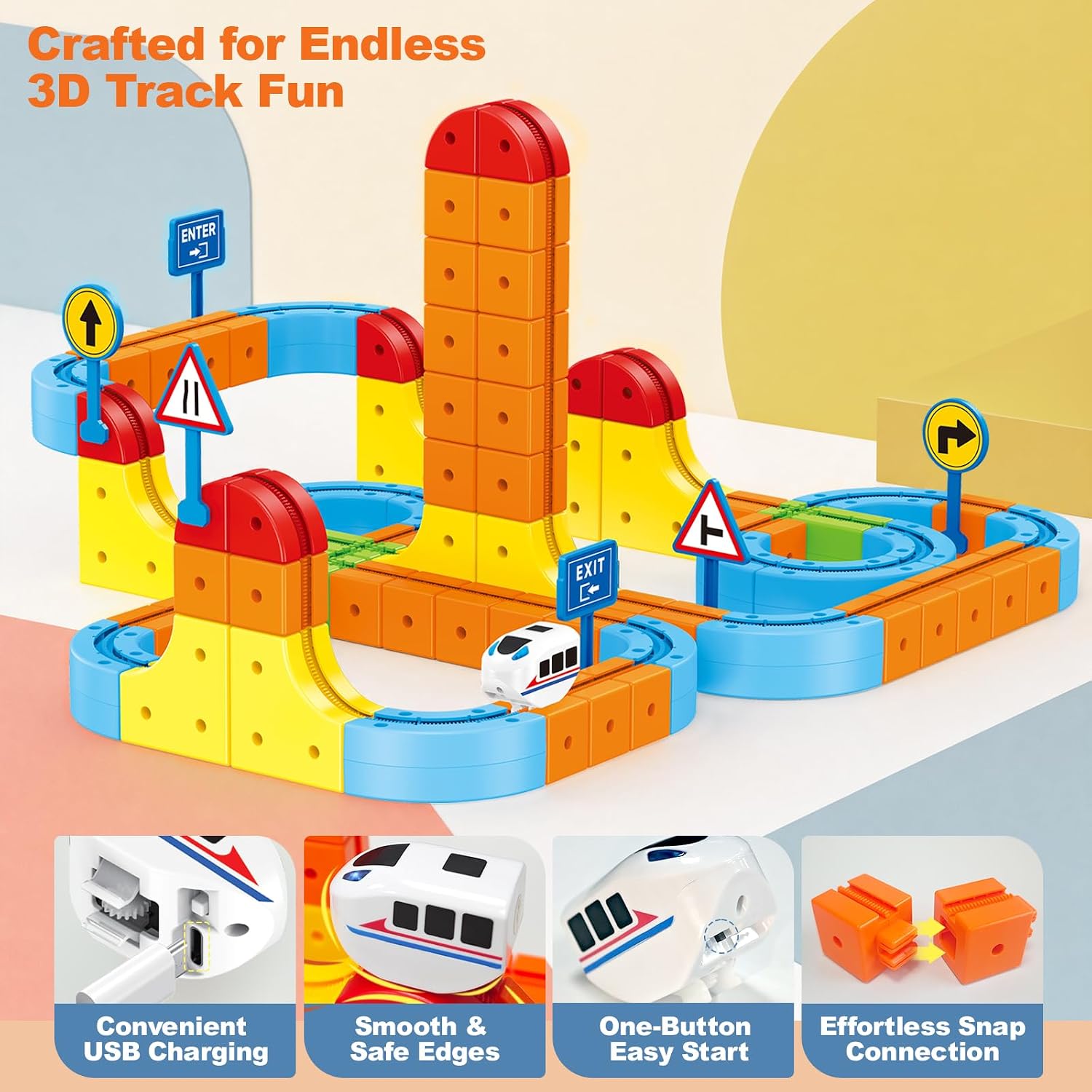 146 PCS Electric Train Set for Kids, 3D Flexible Race Track STEM Toy — image 7 of 8