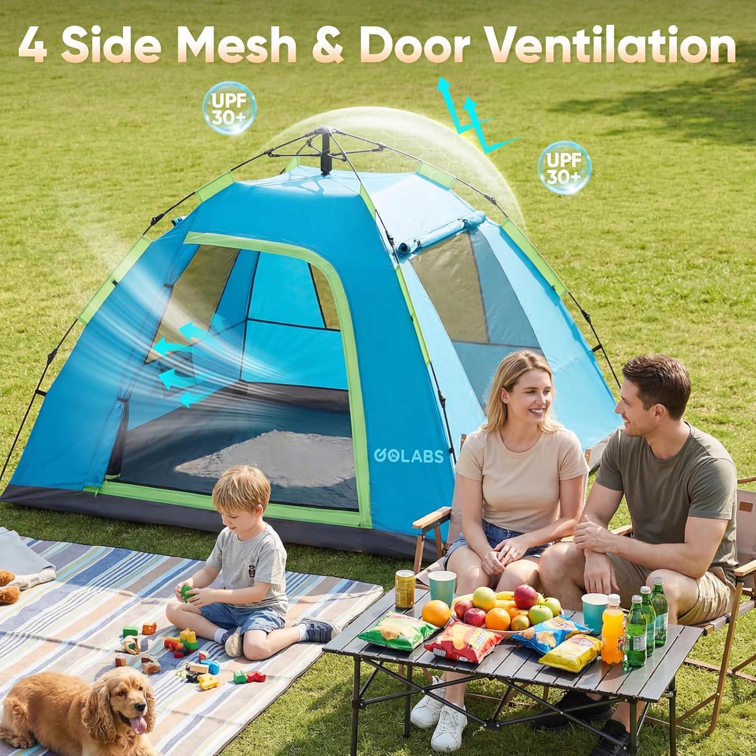 CT3 2 Person Camping Tent, 1-Minute Quick Setup by Pre-Attached Pole — image 3 of 7