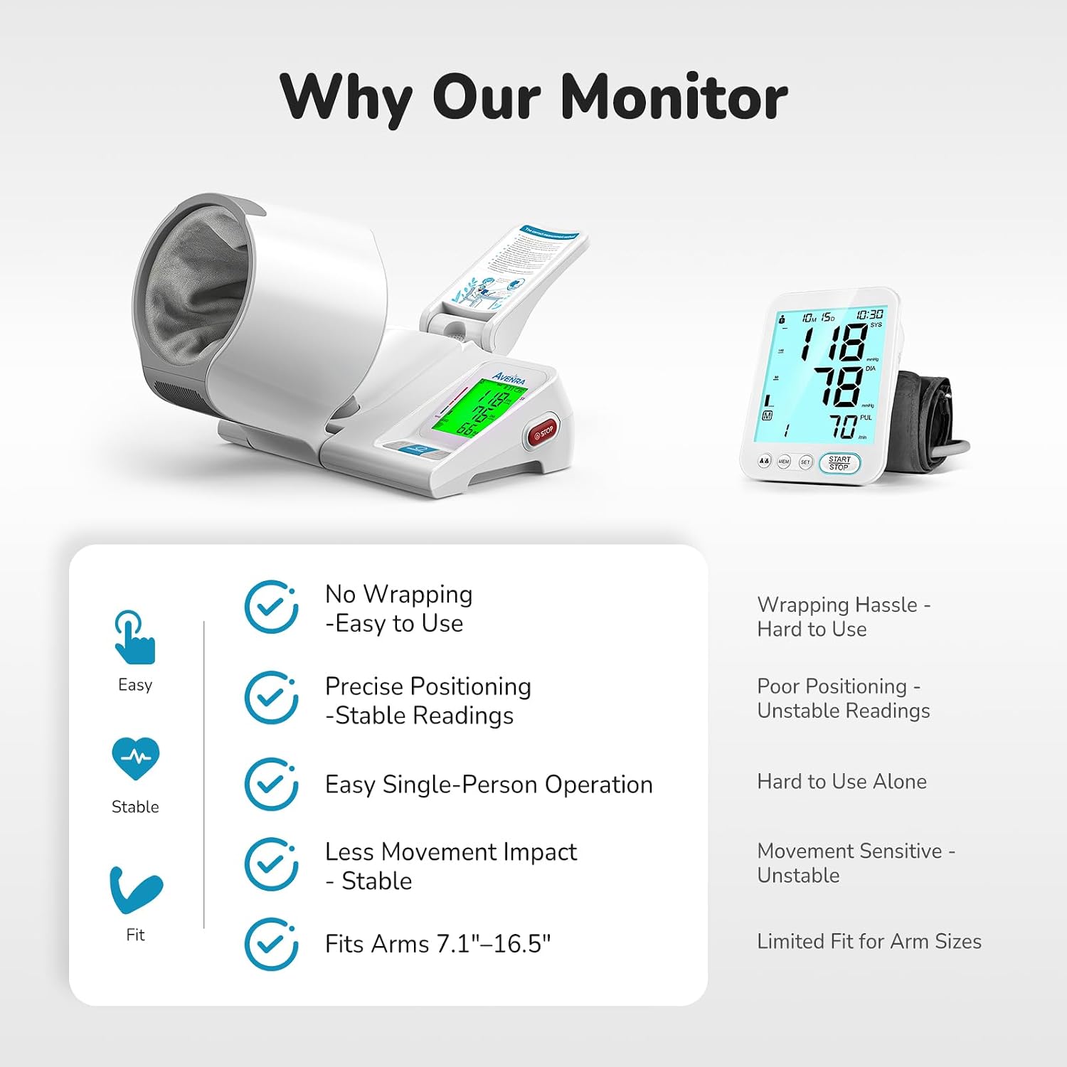 Blood Pressure Monitor for Home Use, No-Wrap Auto-Fit Design — image 8 of 9