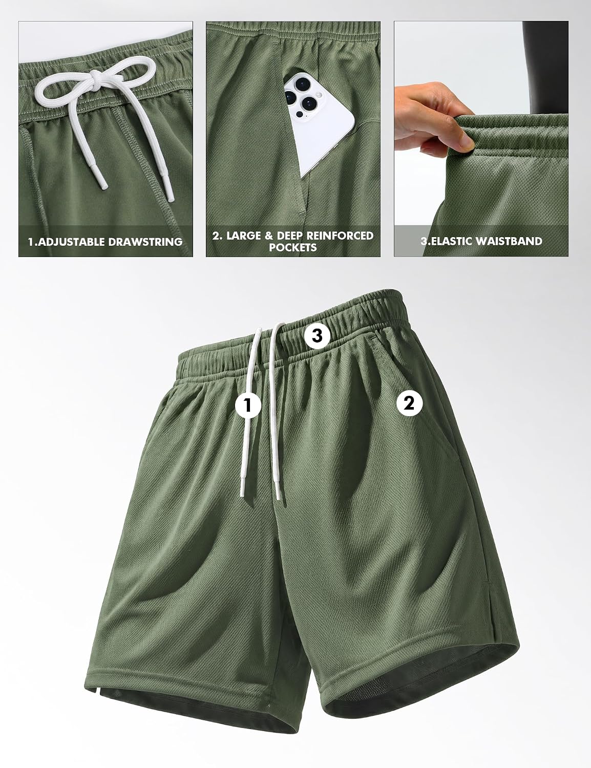 2 Pack Men's Athletic Shorts 5" Quick Dry for Gym Running Workout — image 5 of 7