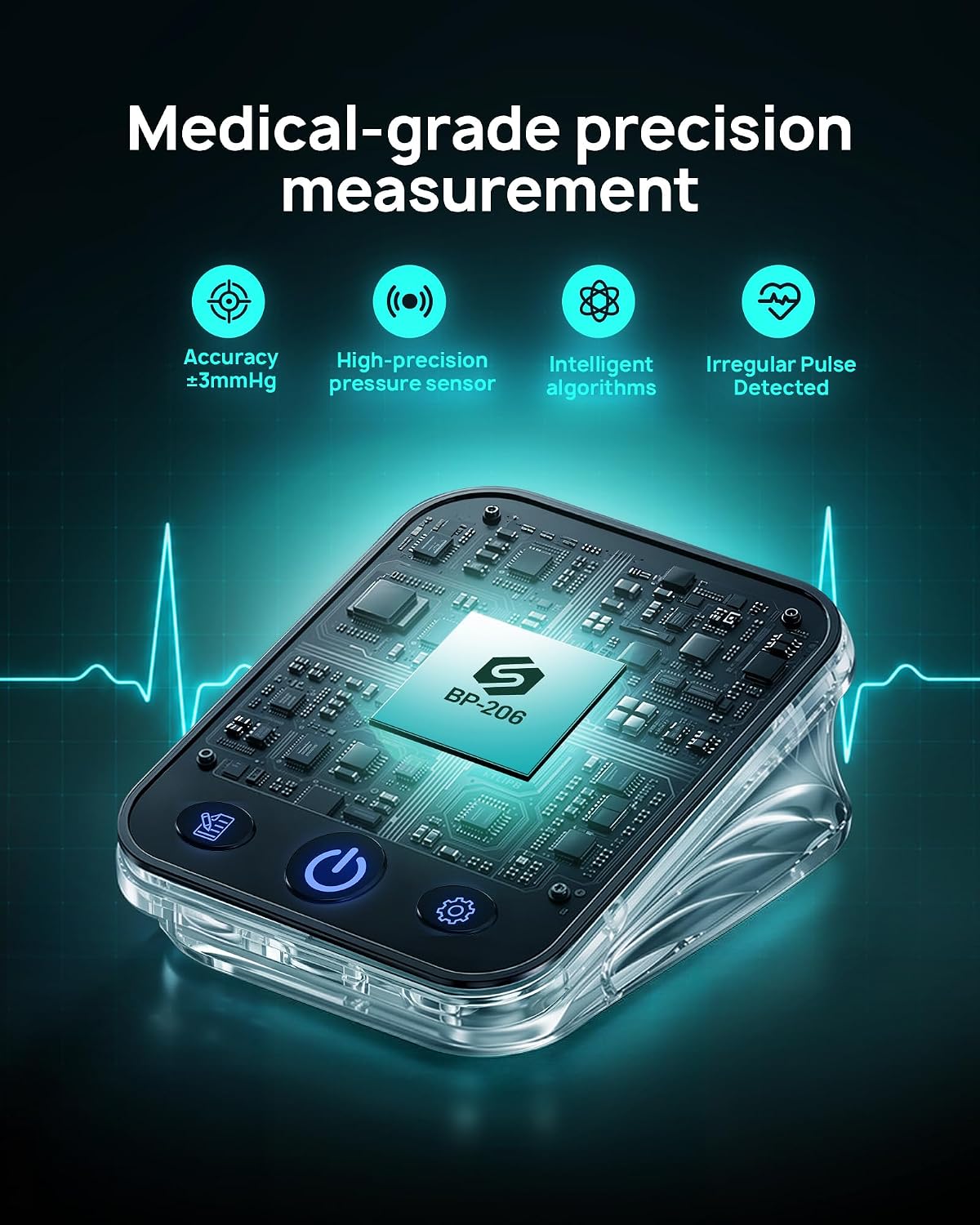 Smart Blood Pressure Monitor for Home Use, Upper Arm BP Cuff 8.6''-16.5'', Large 5.0'' 3-Color LED Display, FSA&HSA Eligible, Digital Automatic Blood Pressure Machine with iOS & Android App — image 5 of 7