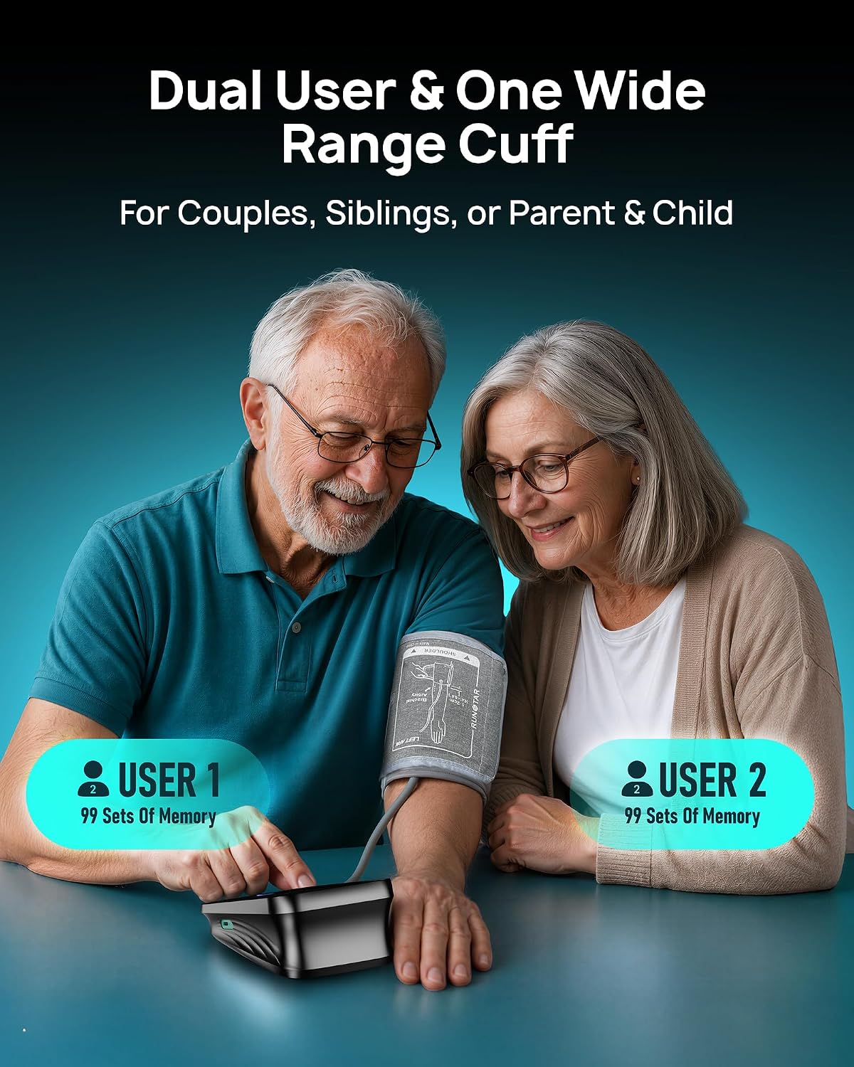 Smart Blood Pressure Monitor for Home Use, Upper Arm BP Cuff 8.6''-16.5'', Large 5.0'' 3-Color LED Display, FSA&HSA Eligible, Digital Automatic Blood Pressure Machine with iOS & Android App — image 7 of 7