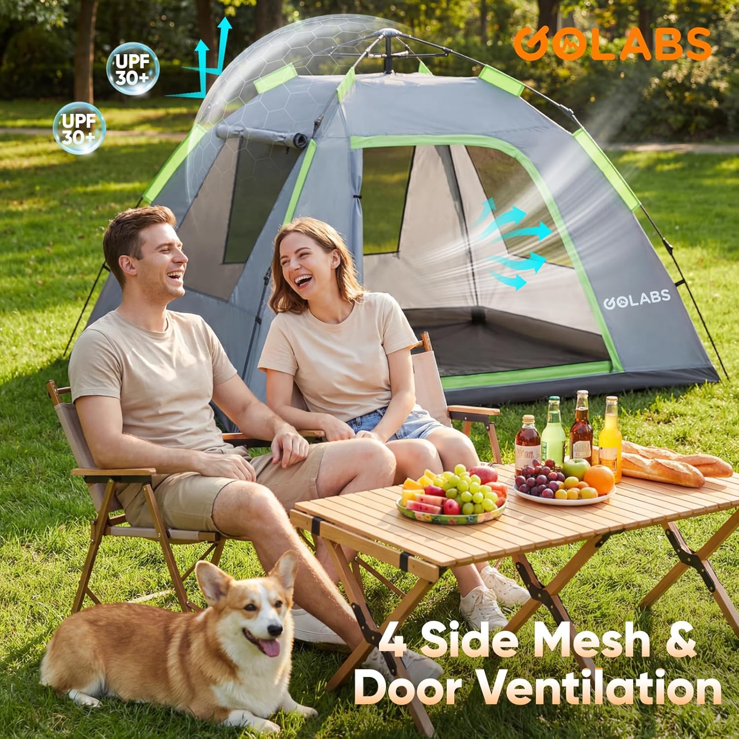 CT3 2 Person Camping Tent, 1-Minute Quick Setup by Pre-Attached Pole — image 3 of 8