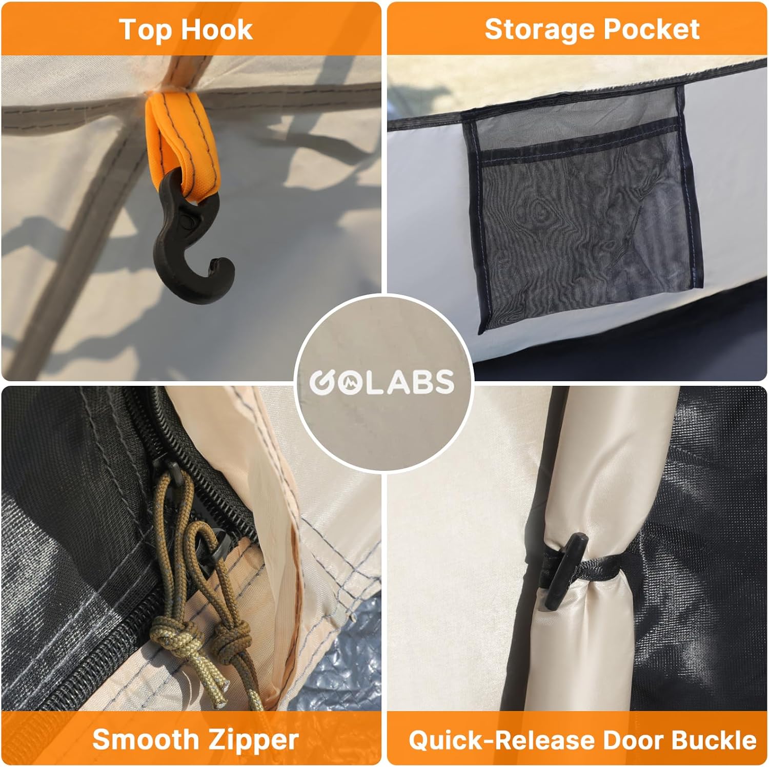 CT3 2 Person Camping Tent, 1-Minute Quick Setup by Pre-Attached Pole — image 5 of 8