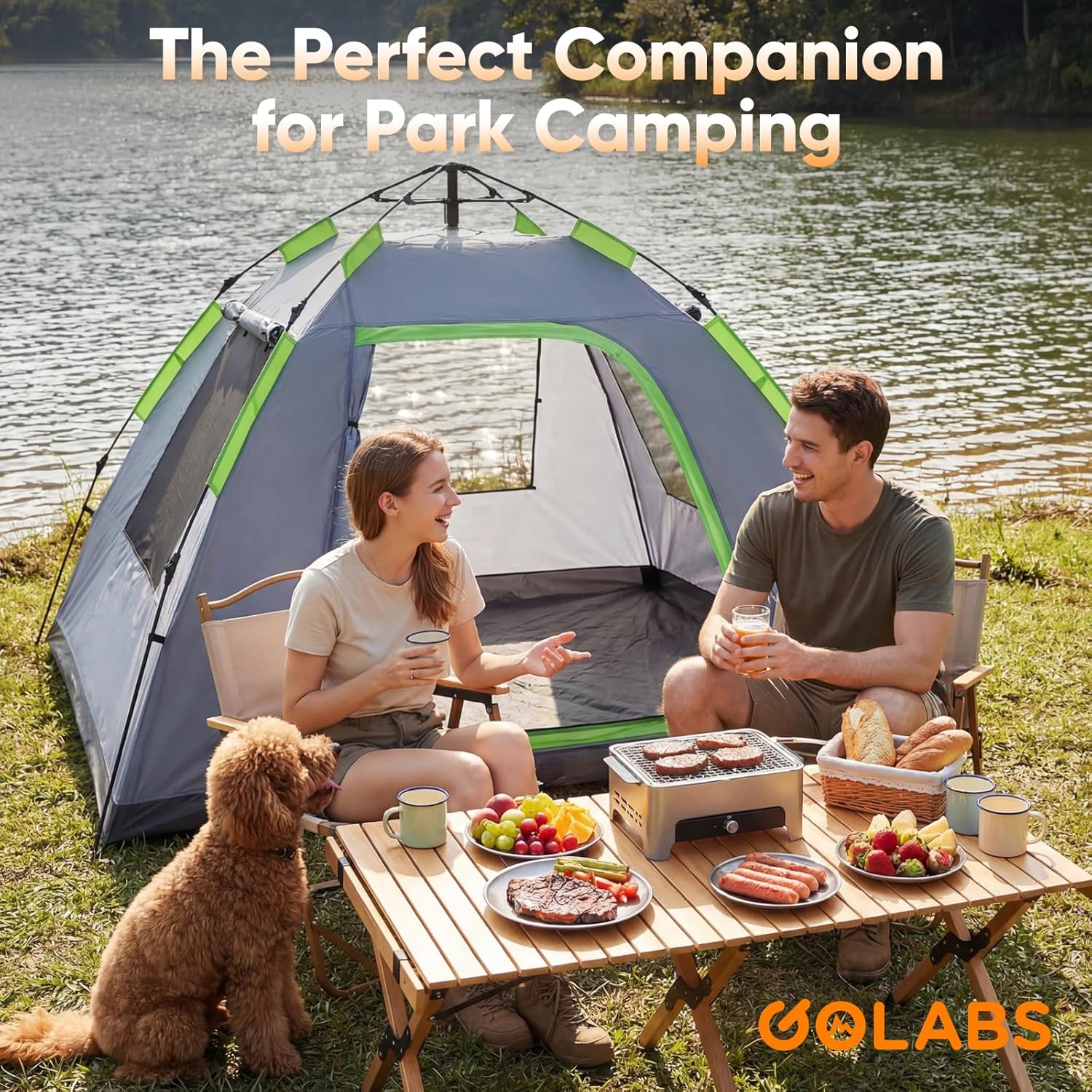 CT3 2 Person Camping Tent, 1-Minute Quick Setup by Pre-Attached Pole — image 8 of 8