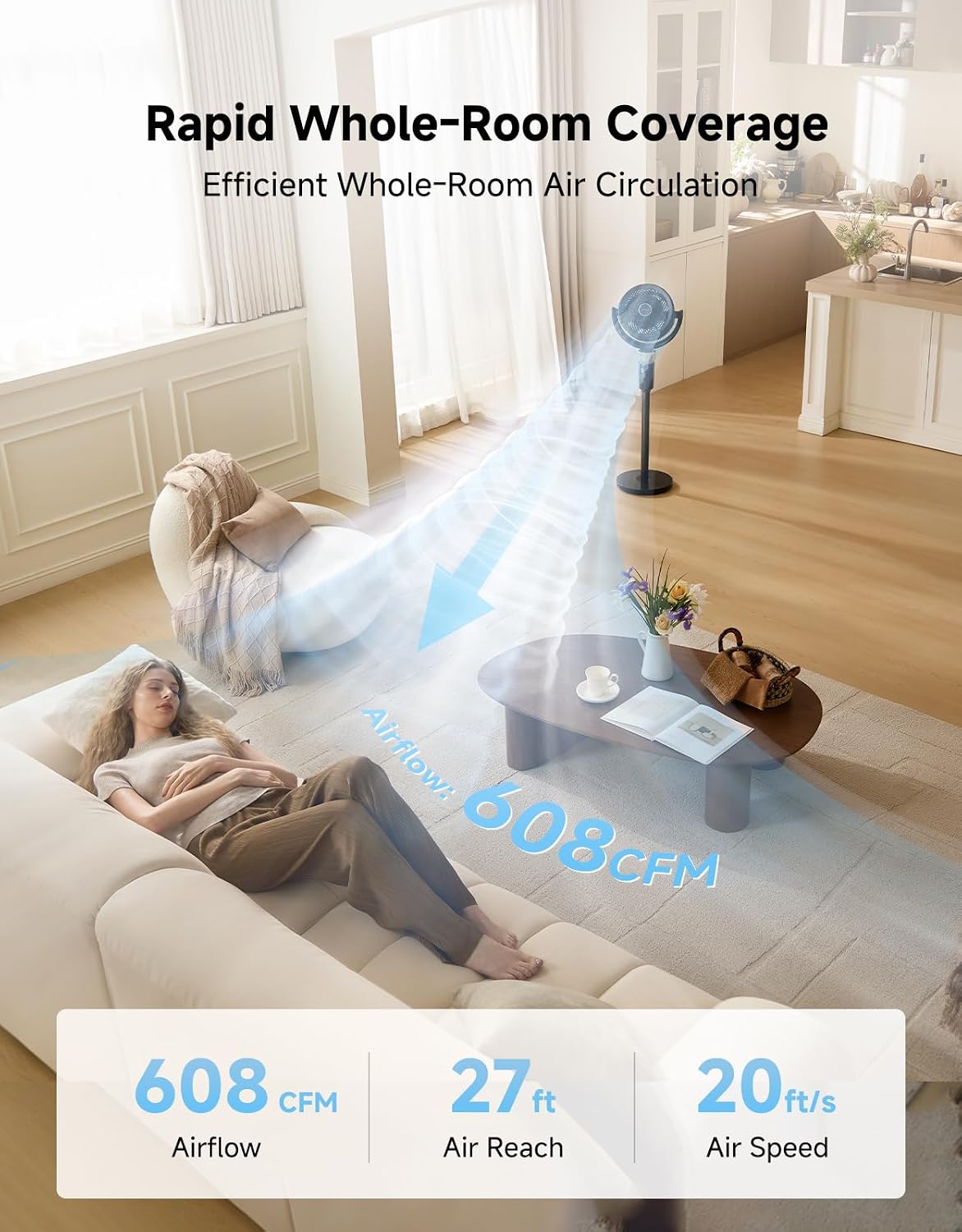 DREAME Pedestal Air Circulator Fan FC15 for Bedroom, Black — image 2 of 7
