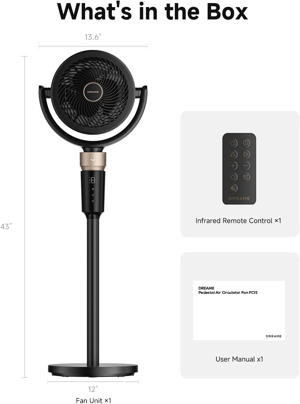 DREAME Pedestal Air Circulator Fan FC15 for Bedroom, Black — image 7 of 7