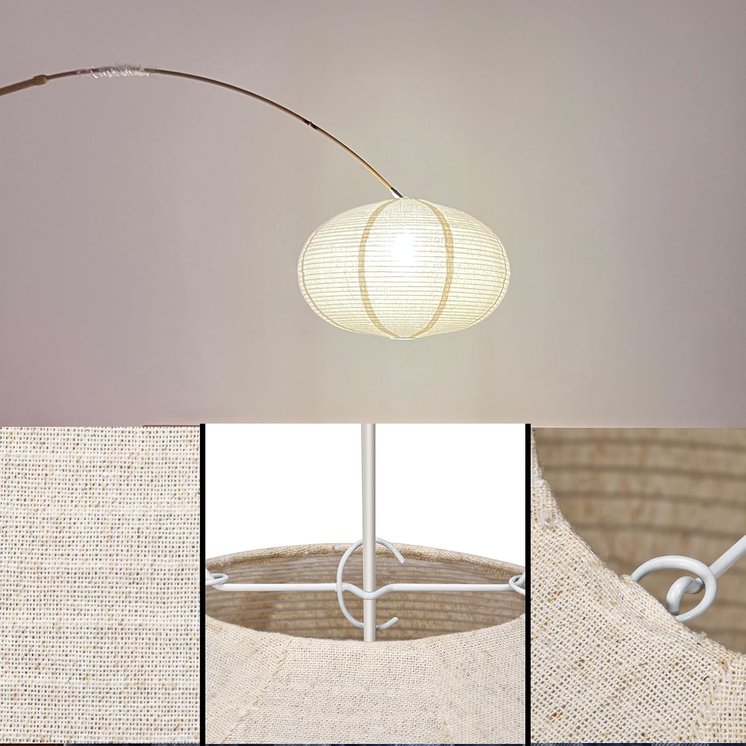 Linen Pendant Light Shade 20 inch Oblate Hanging Lamp Shade — image 6 of 7