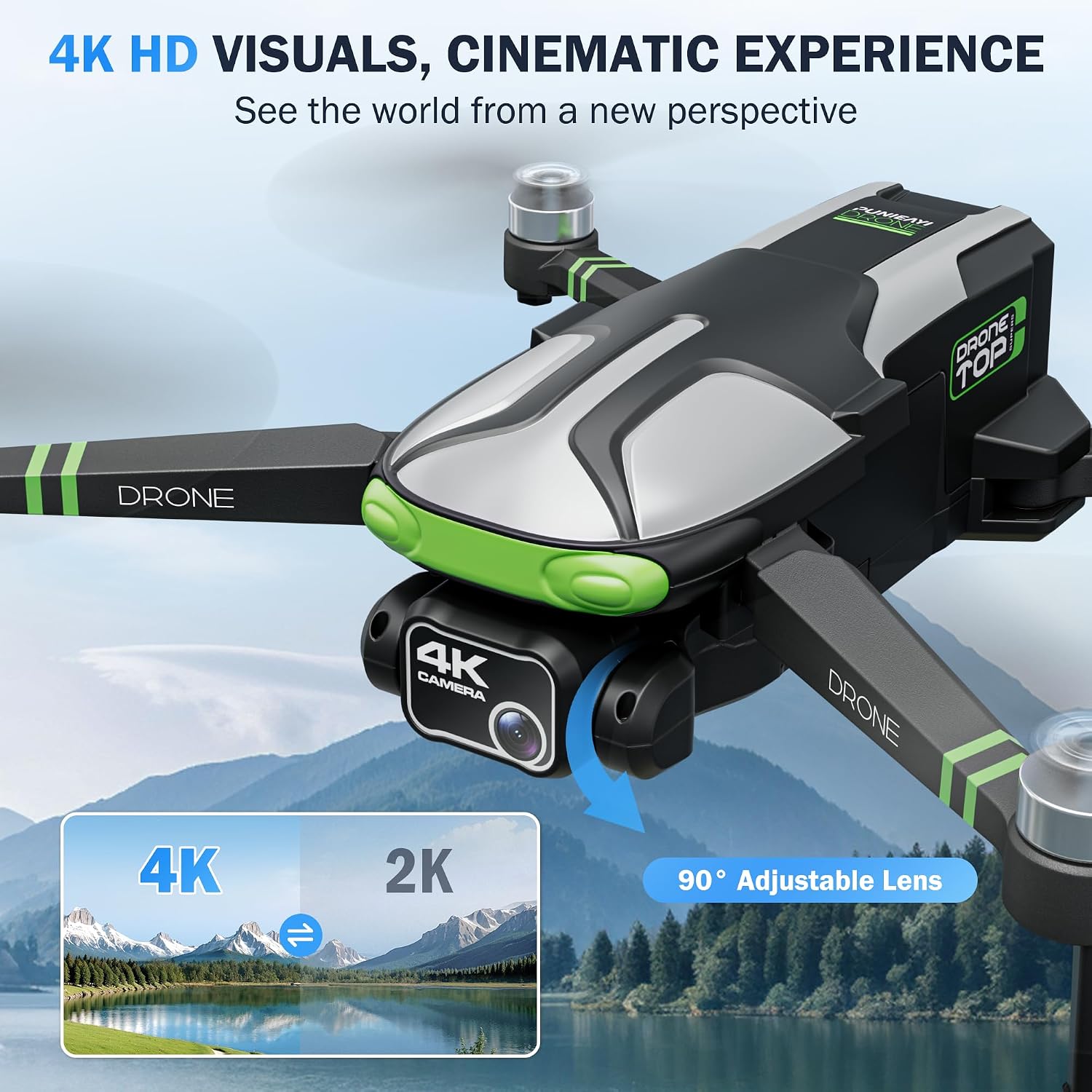 4K GPS Drone with 5.7" FPV Touchscreen, 100-Min Flight, Follow, Auto Return — image 2 of 7