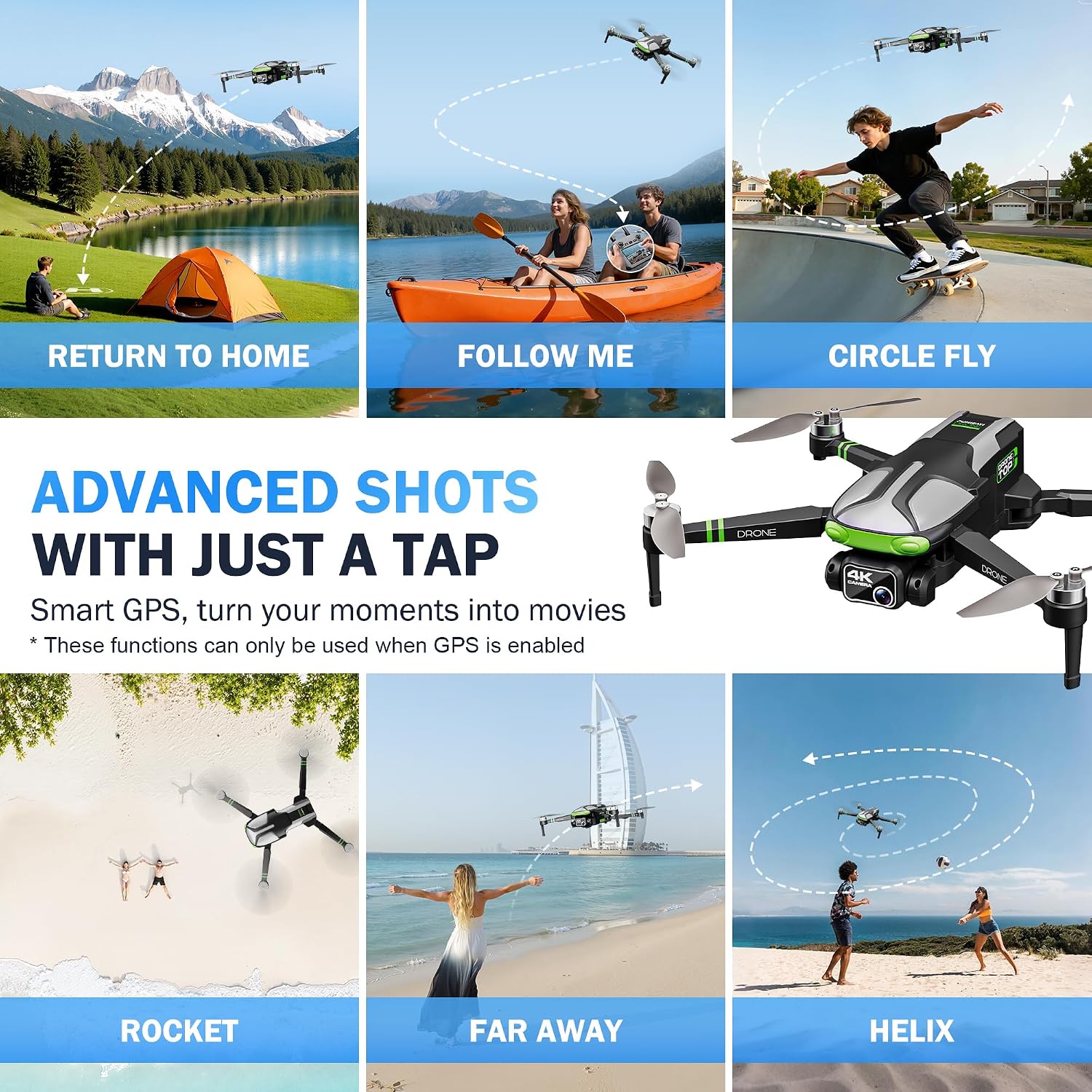 4K GPS Drone with 5.7" FPV Touchscreen, 100-Min Flight, Follow, Auto Return — image 4 of 7