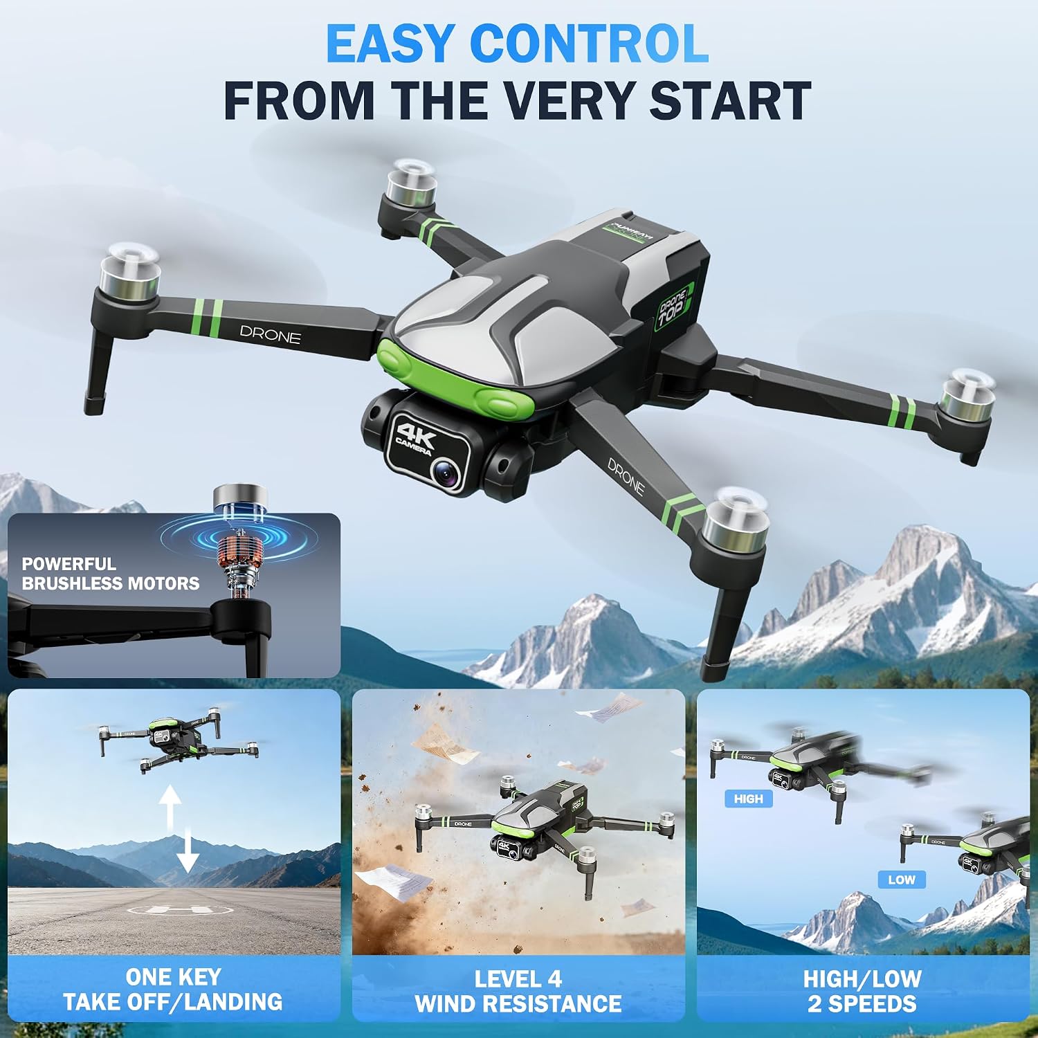 4K GPS Drone with 5.7" FPV Touchscreen, 100-Min Flight, Follow, Auto Return — image 6 of 7