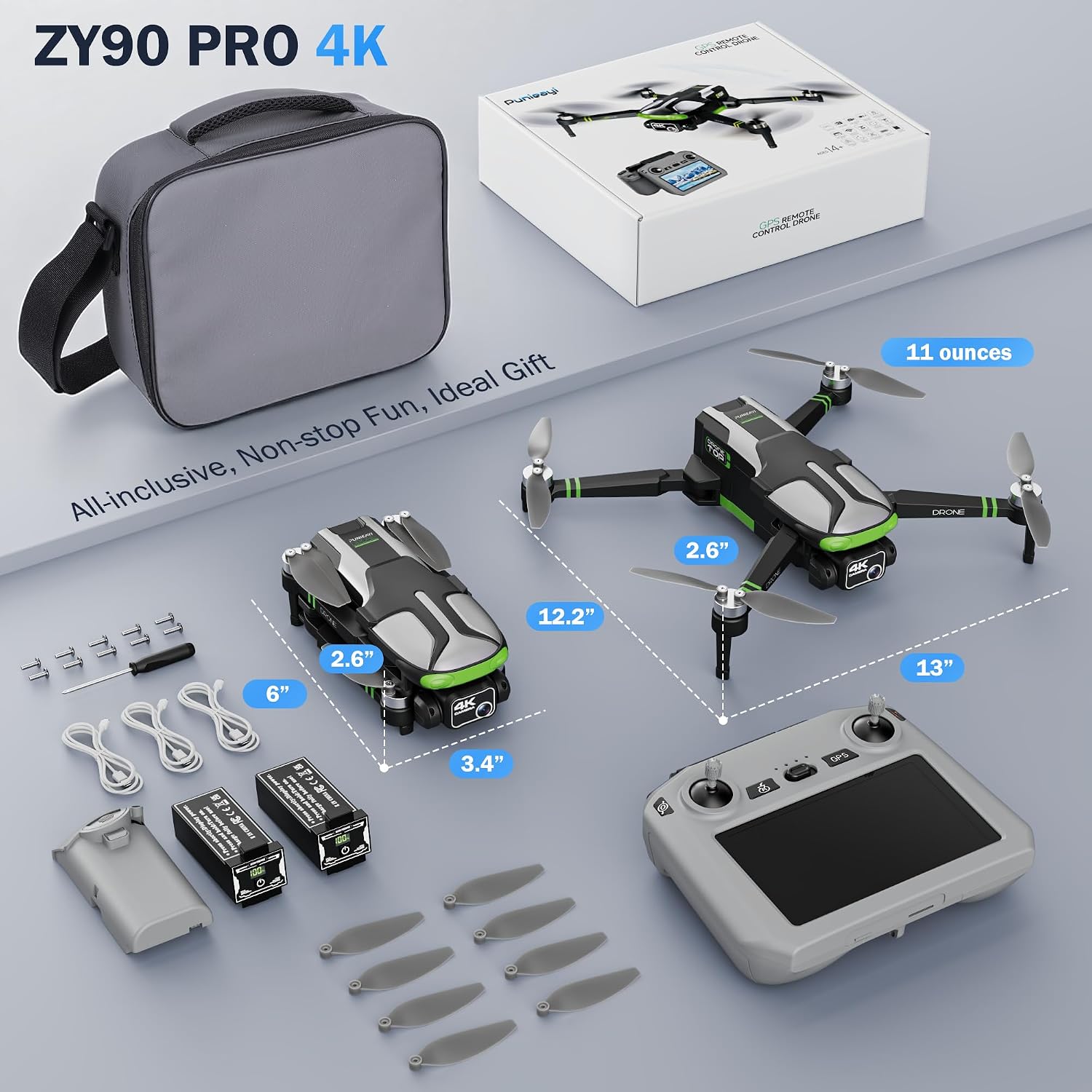 4K GPS Drone with 5.7" FPV Touchscreen, 100-Min Flight, Follow, Auto Return — image 7 of 7