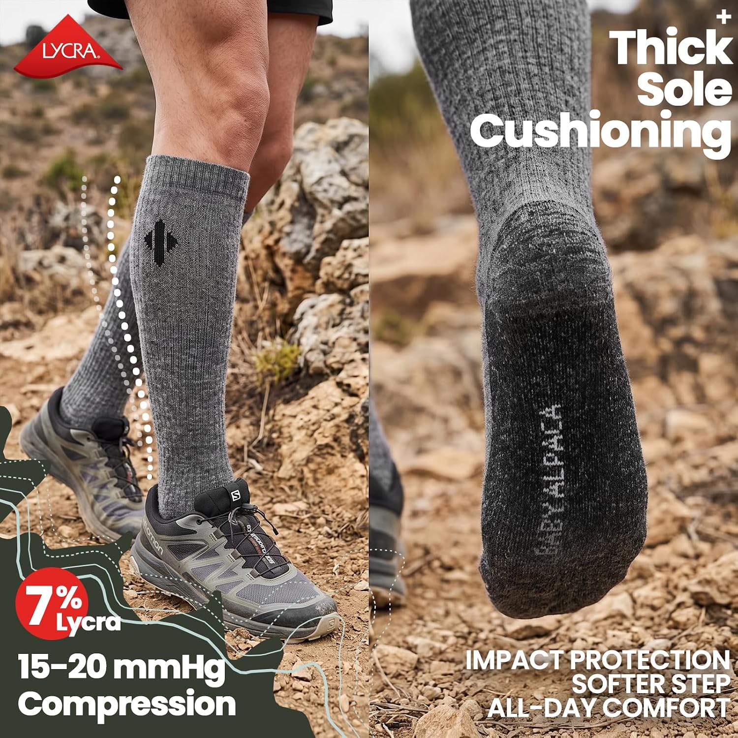Alpaca Compression Socks for Men & Women, 15-20 mmHg Knee High Graduated Circulation Support, Moisture Wicking — image 4 of 6