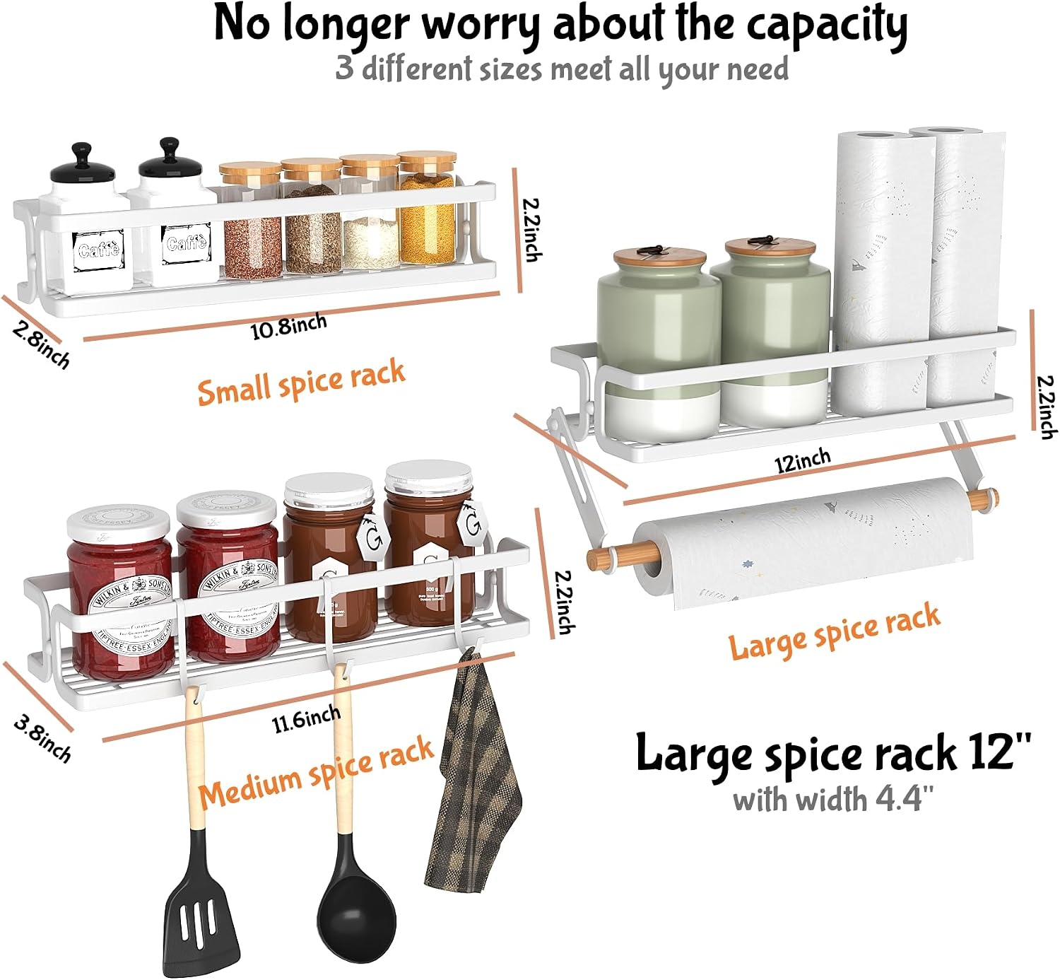 3 Pack Spice Rack Wall Mount, White — image 2 of 10