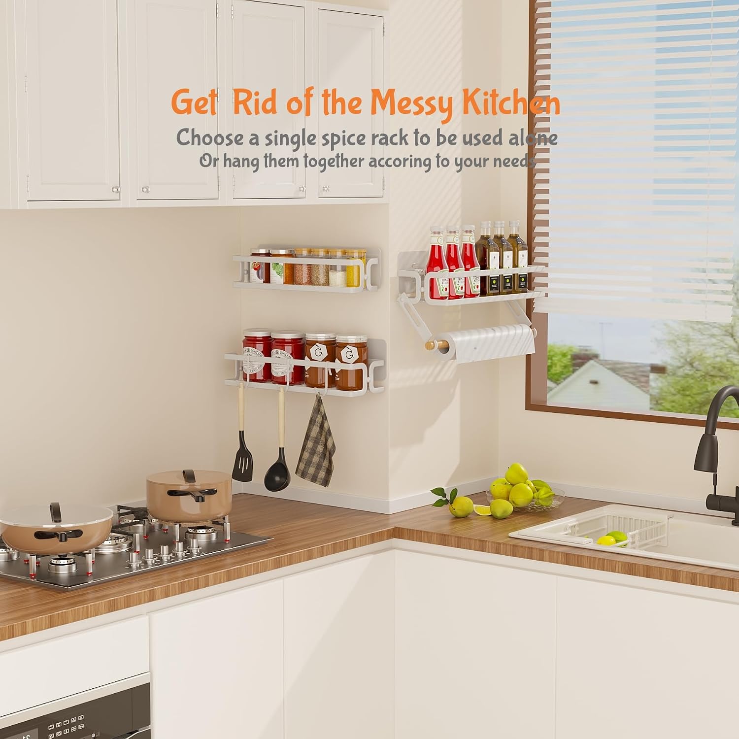 3 Pack Spice Rack Wall Mount, White — image 3 of 10