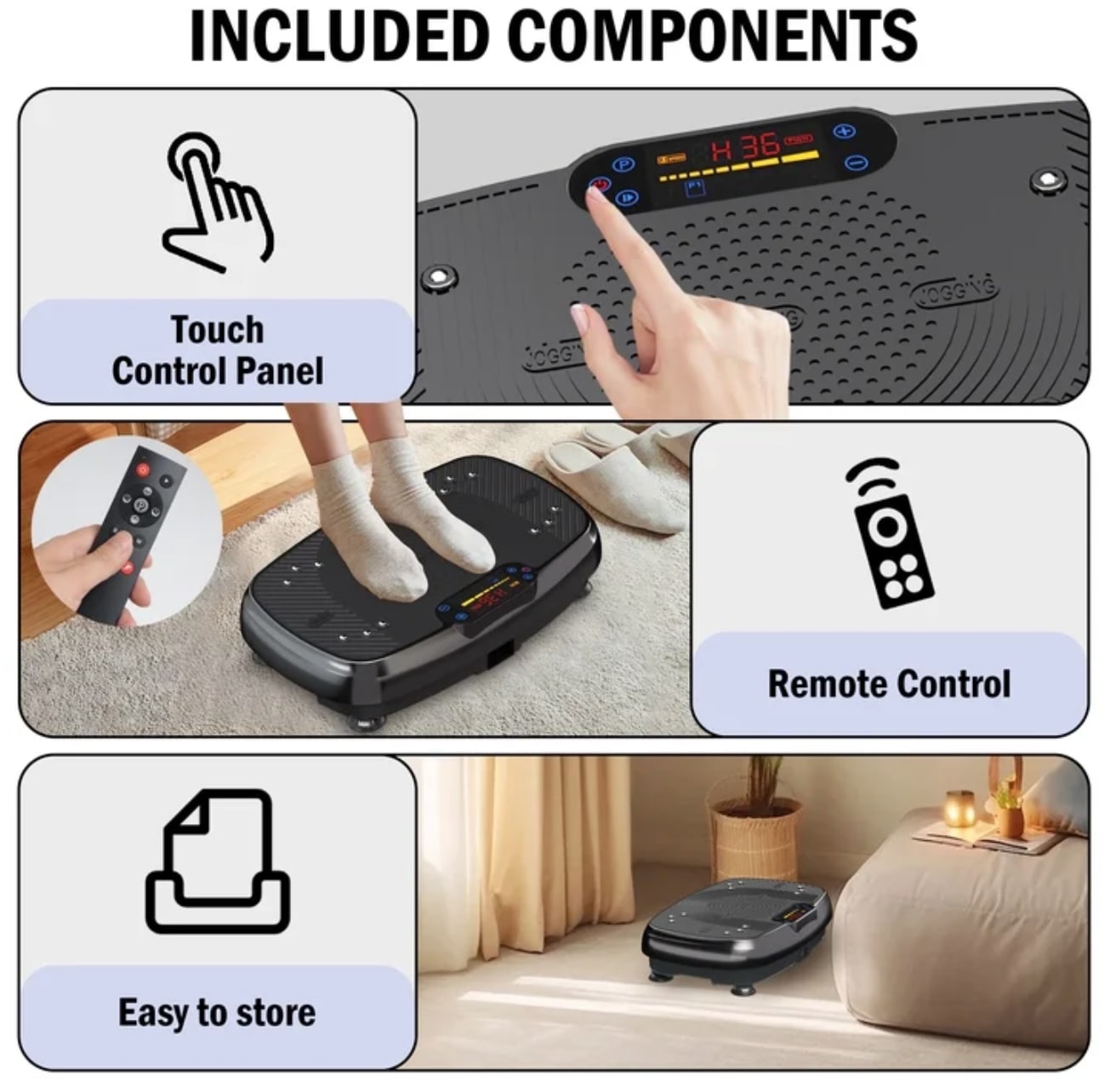 Vibration Plate Exercise Machine for Home Fitness & Whole Body Workout, 330 Lbs Capacity, with 2 Loops, 5 Resistance Bands & Remote Control — image 2 of 7