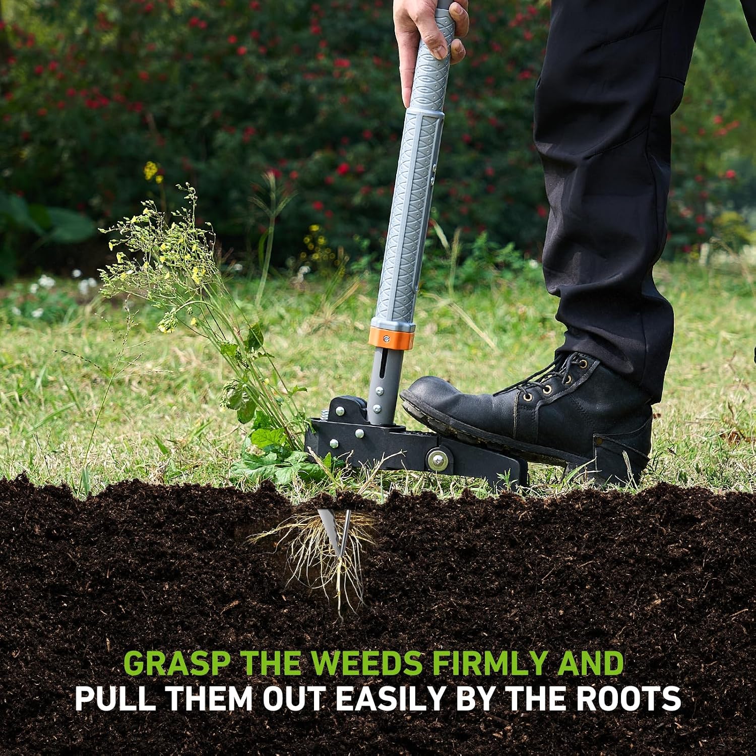 Weed Puller Tool, 4-Claw Steel Head Stand Up Weeder, 39"-46" Adjustable Handle & Easy Eject, Root Weed Remover for Dandelion, Thistle & Crabgrass, No Bending — image 5 of 8
