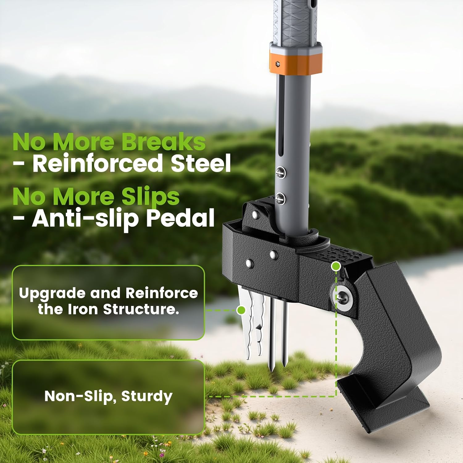 Weed Puller Tool, 4-Claw Steel Head Stand Up Weeder, 39"-46" Adjustable Handle & Easy Eject, Root Weed Remover for Dandelion, Thistle & Crabgrass, No Bending — image 6 of 8