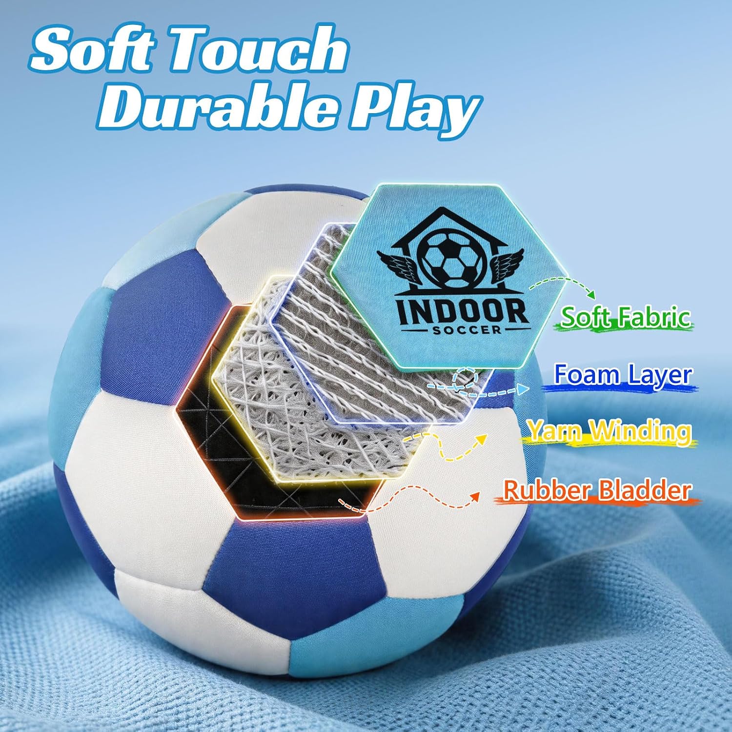 Indoor Soccer Ball Size 4, Silent Soft Foam Soccer Ball for Indoor Training, Lightweight House Soccer Ball for Practice, Ball Control, Juggling and Skills Training (Deflated) — image 3 of 8