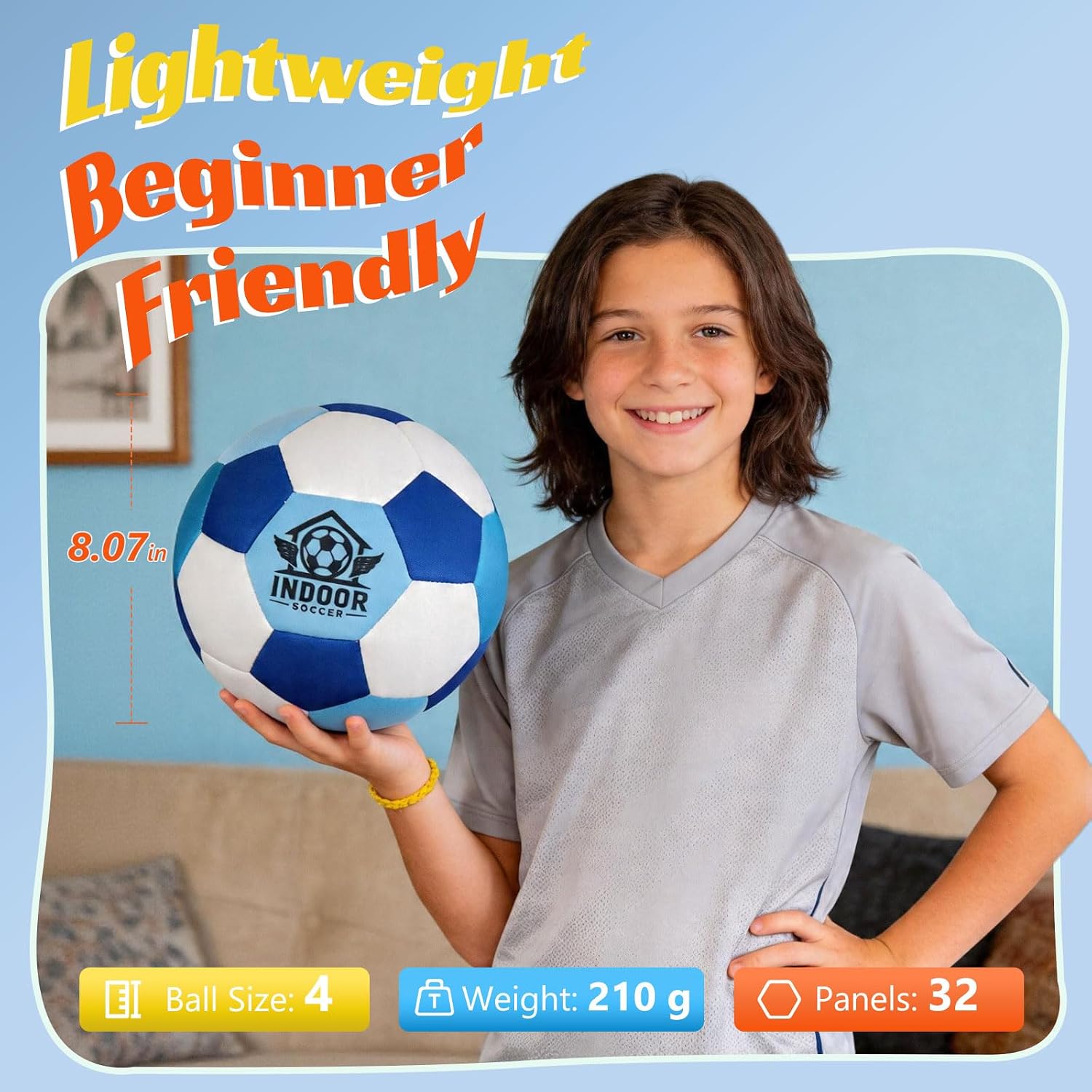 Indoor Soccer Ball Size 4, Silent Soft Foam Soccer Ball for Indoor Training, Lightweight House Soccer Ball for Practice, Ball Control, Juggling and Skills Training (Deflated) — image 4 of 8