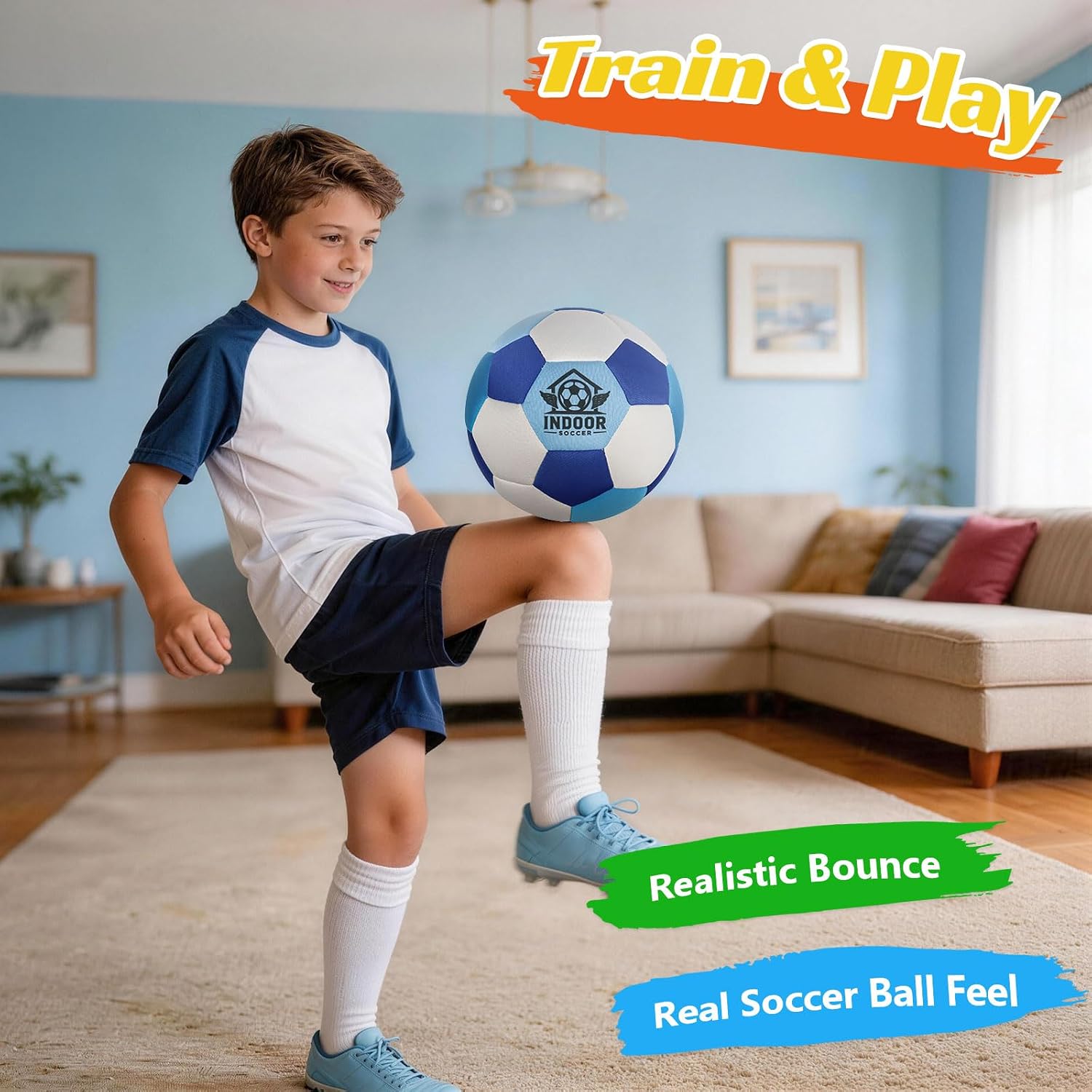 Indoor Soccer Ball Size 4, Silent Soft Foam Soccer Ball for Indoor Training, Lightweight House Soccer Ball for Practice, Ball Control, Juggling and Skills Training (Deflated) — image 5 of 8
