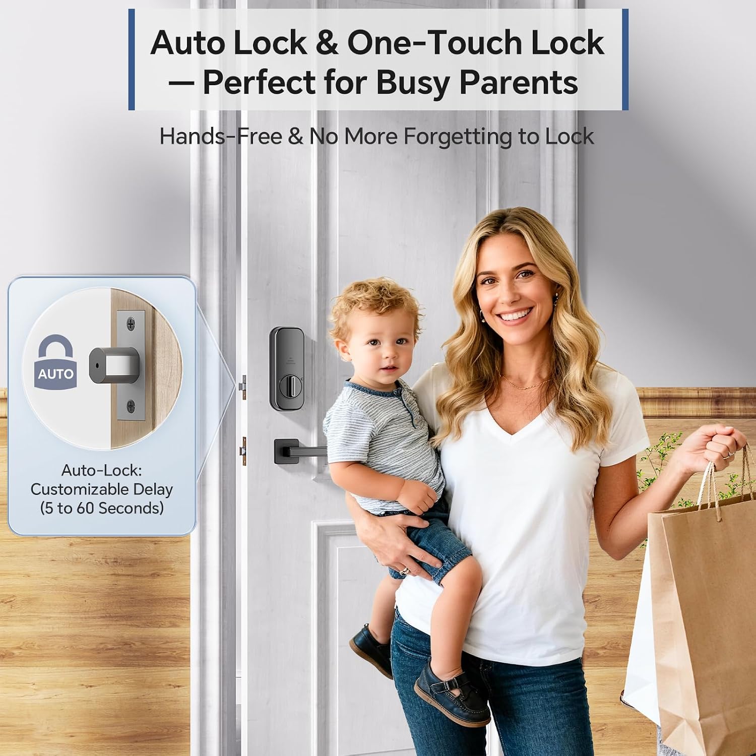 DL08 Fingerprint Keyless Entry Door Locks for Front Door, Black — image 4 of 8